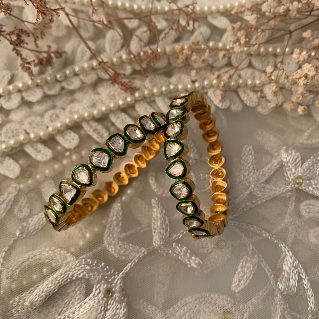 Polki Meenkari Bangle- Set of 2