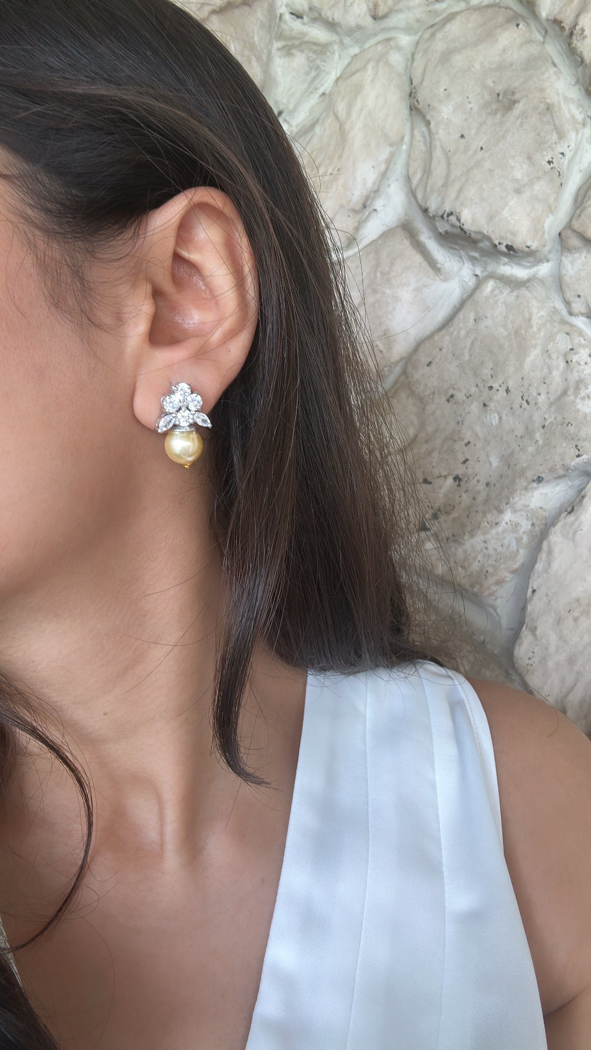 Pearl Zircon Earrings
