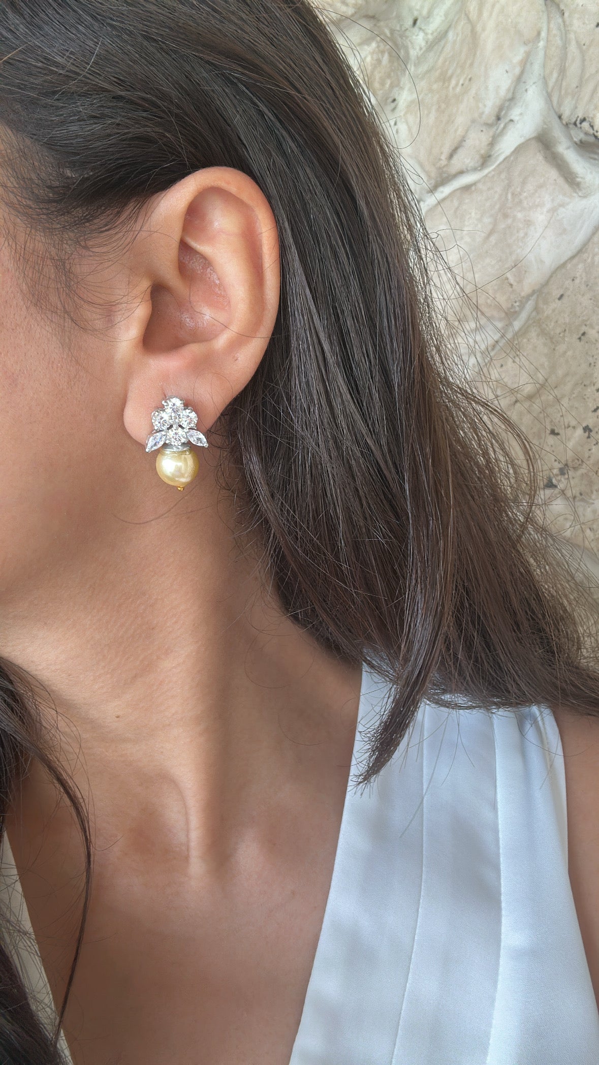 Pearl Zircon Earrings