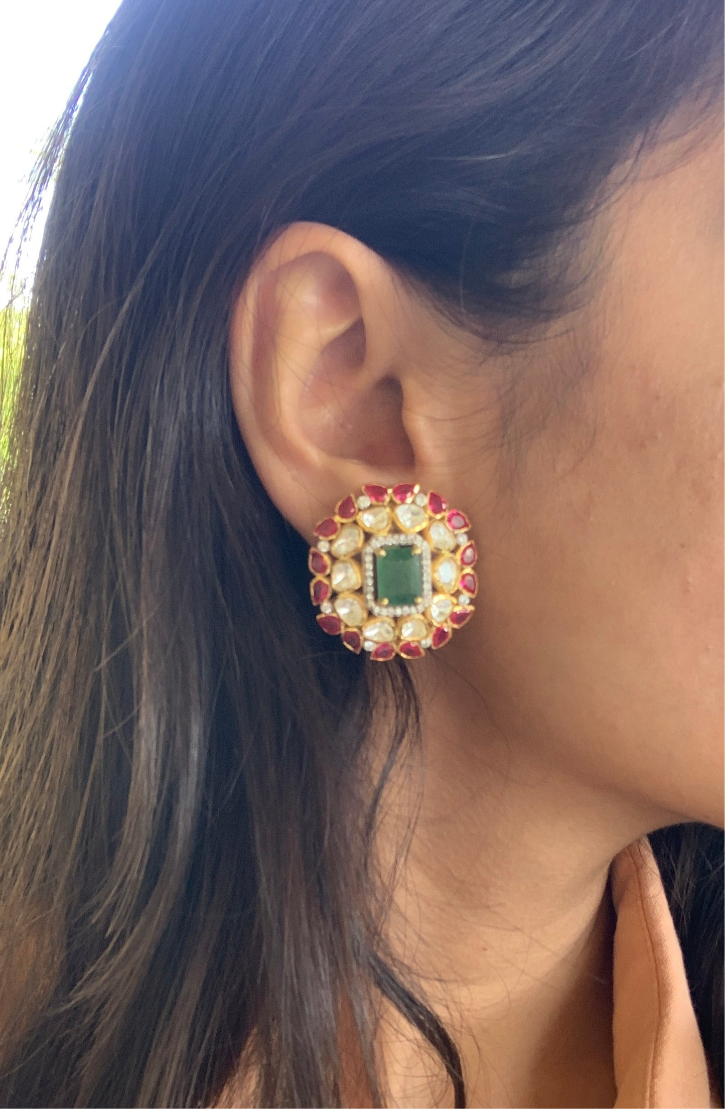 Multicolour Polki Earrings