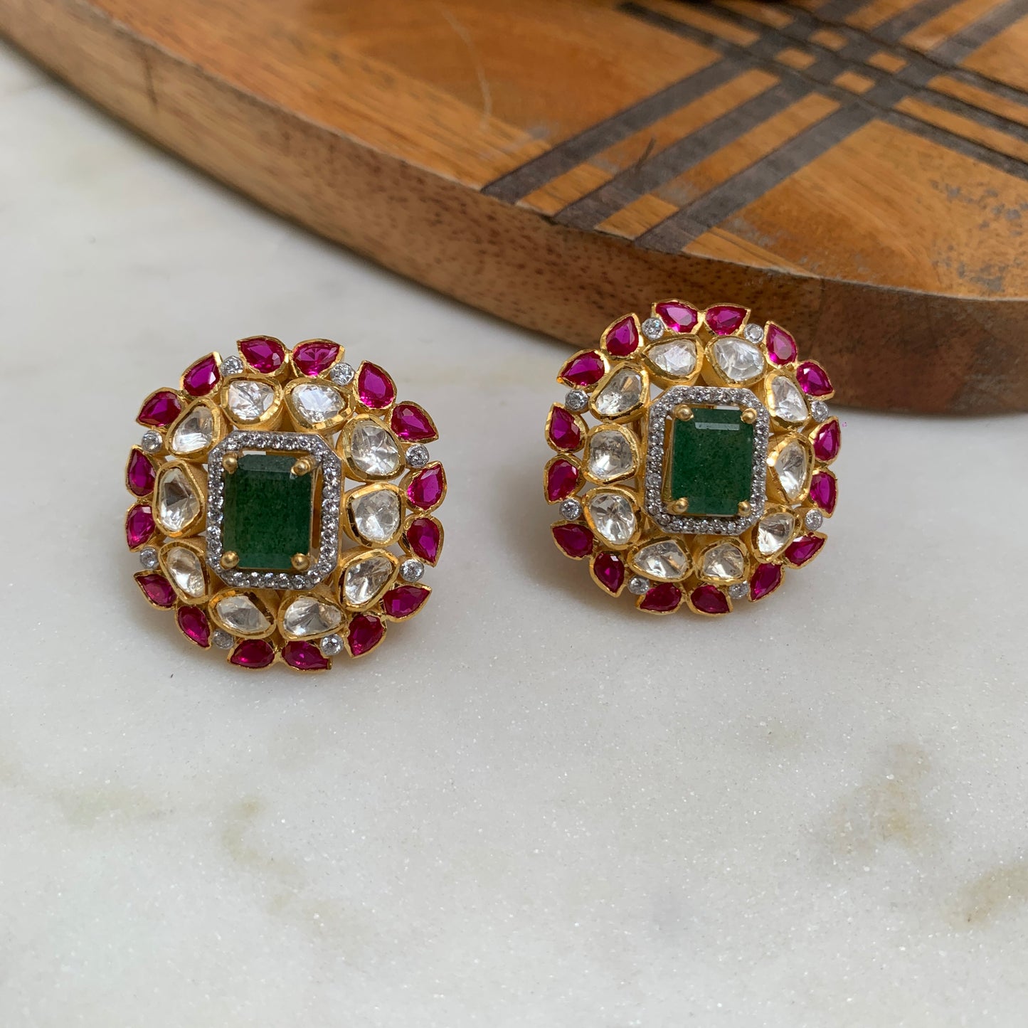 Multicolour Polki Earrings