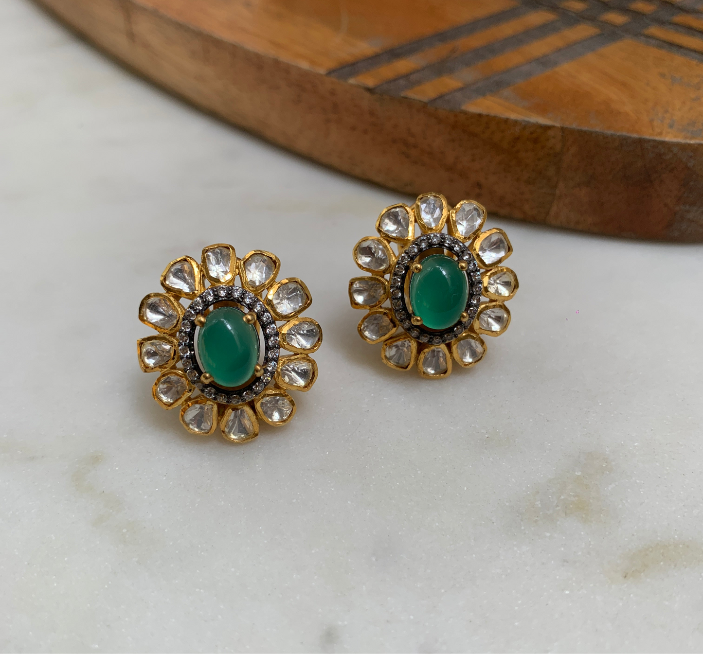 Emerald Polki Earrings