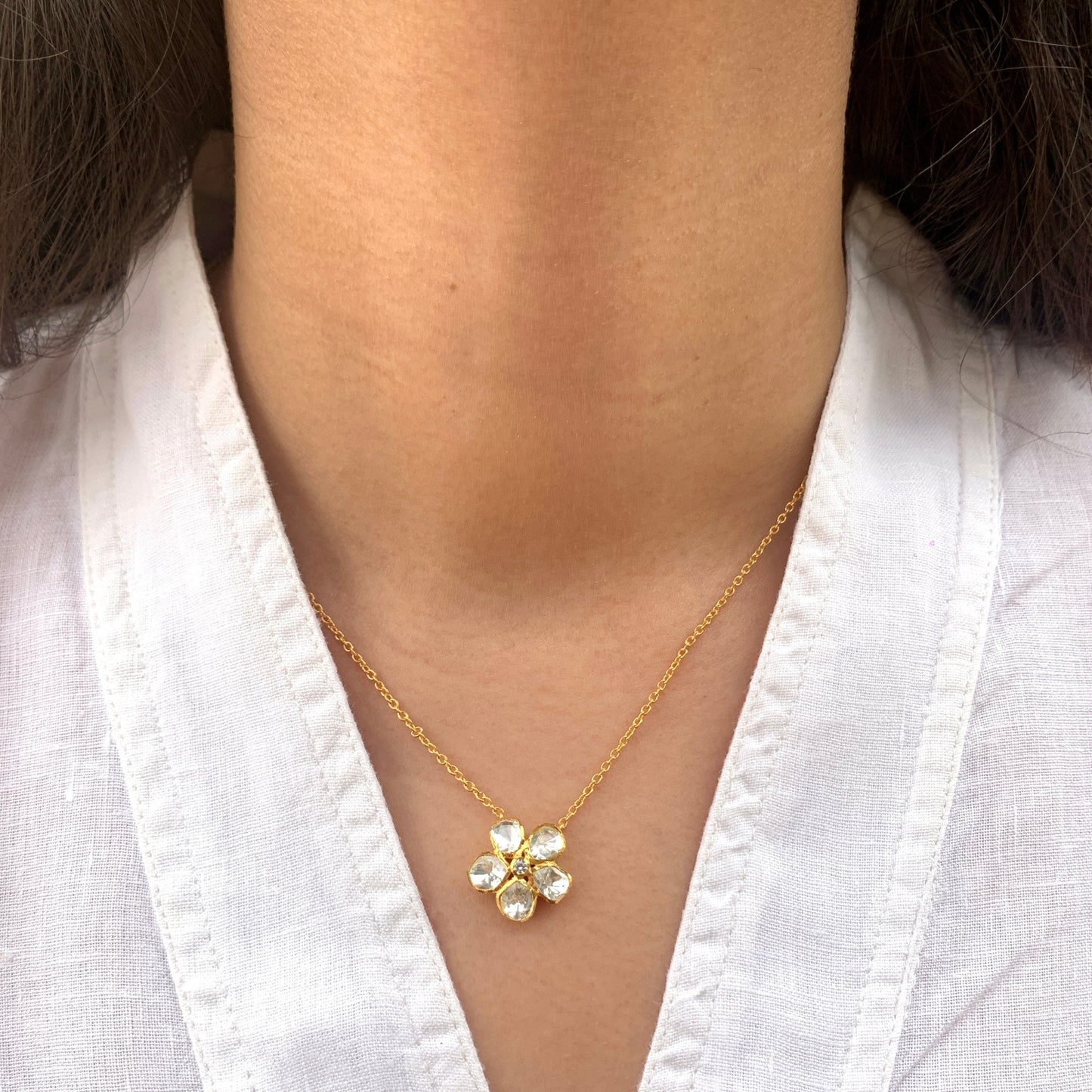 Floral Polki Pendant