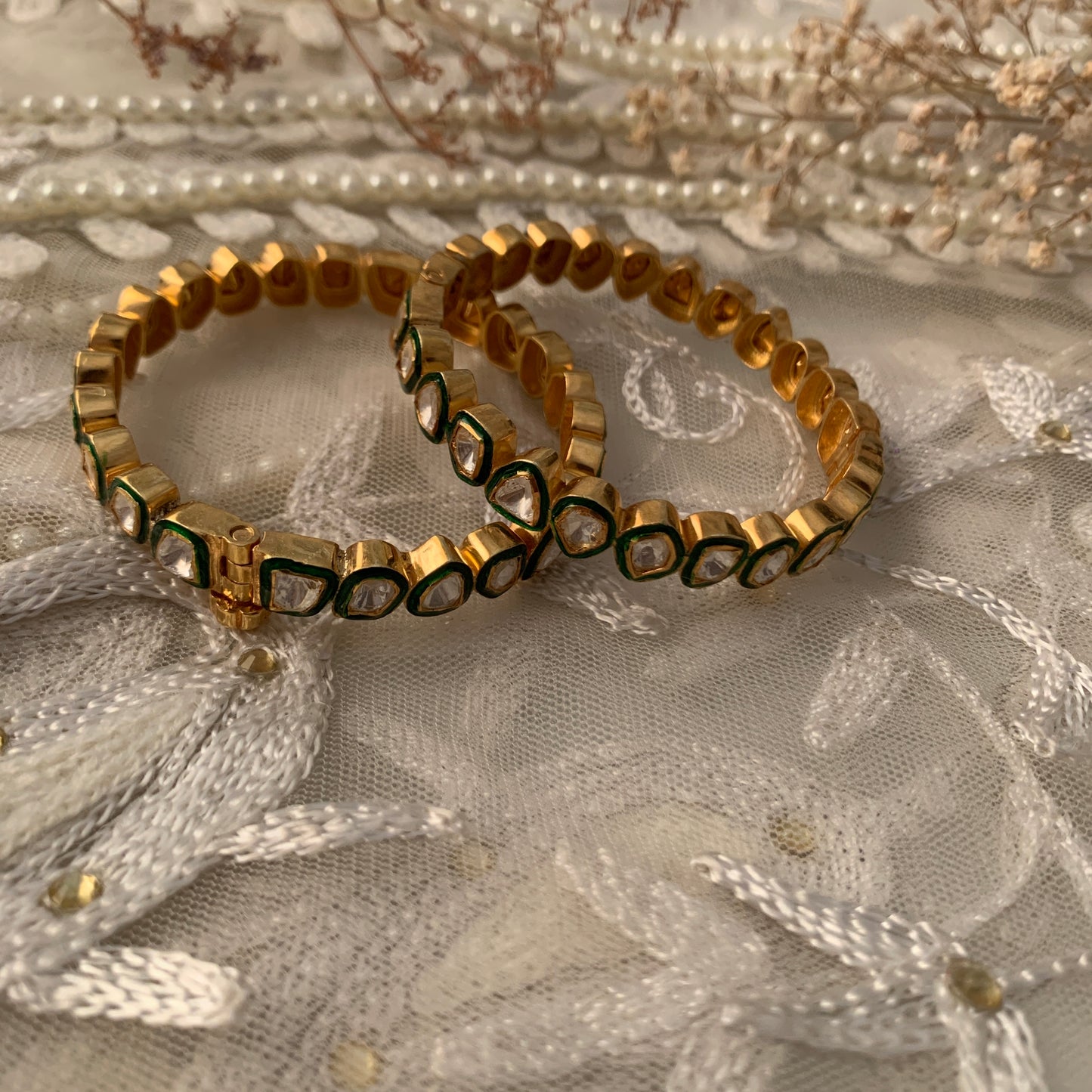 Polki Meenkari Bangle- Set of 2