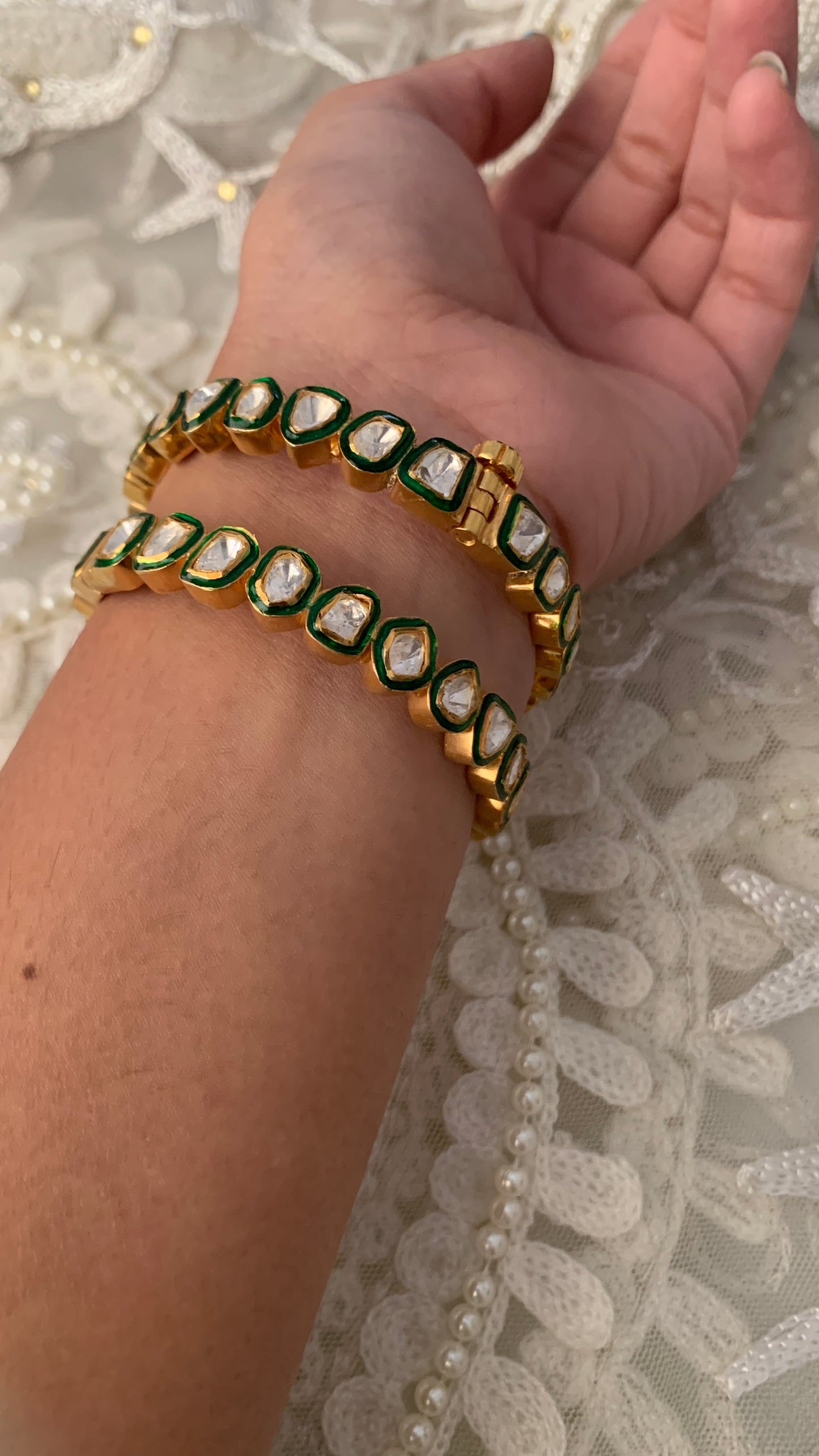 Polki Meenkari Bangle- Set of 2