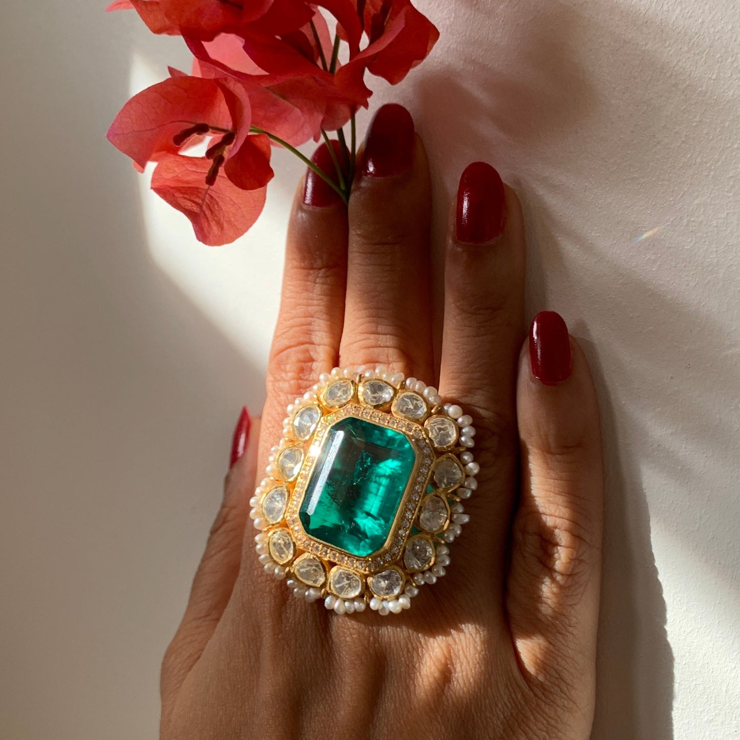Polki Emerald Ring