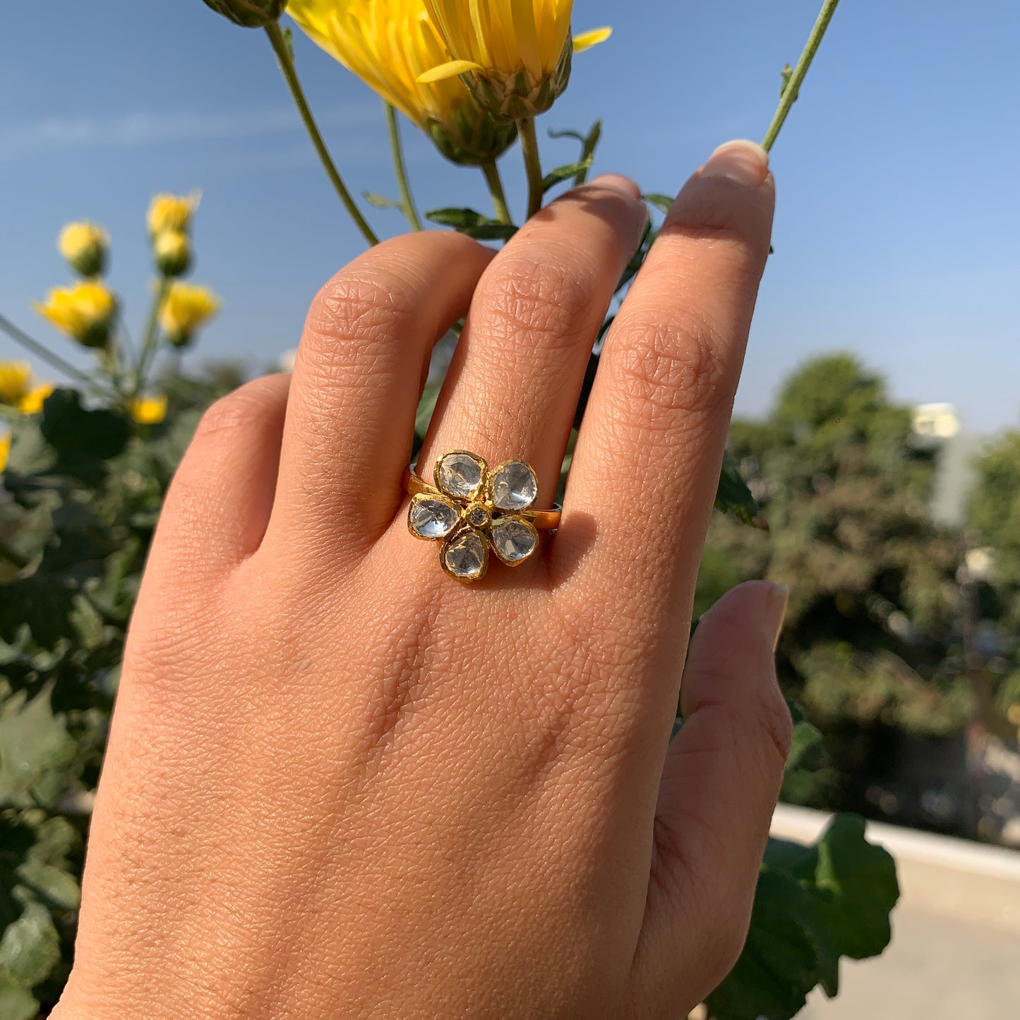 Floral Polki Ring