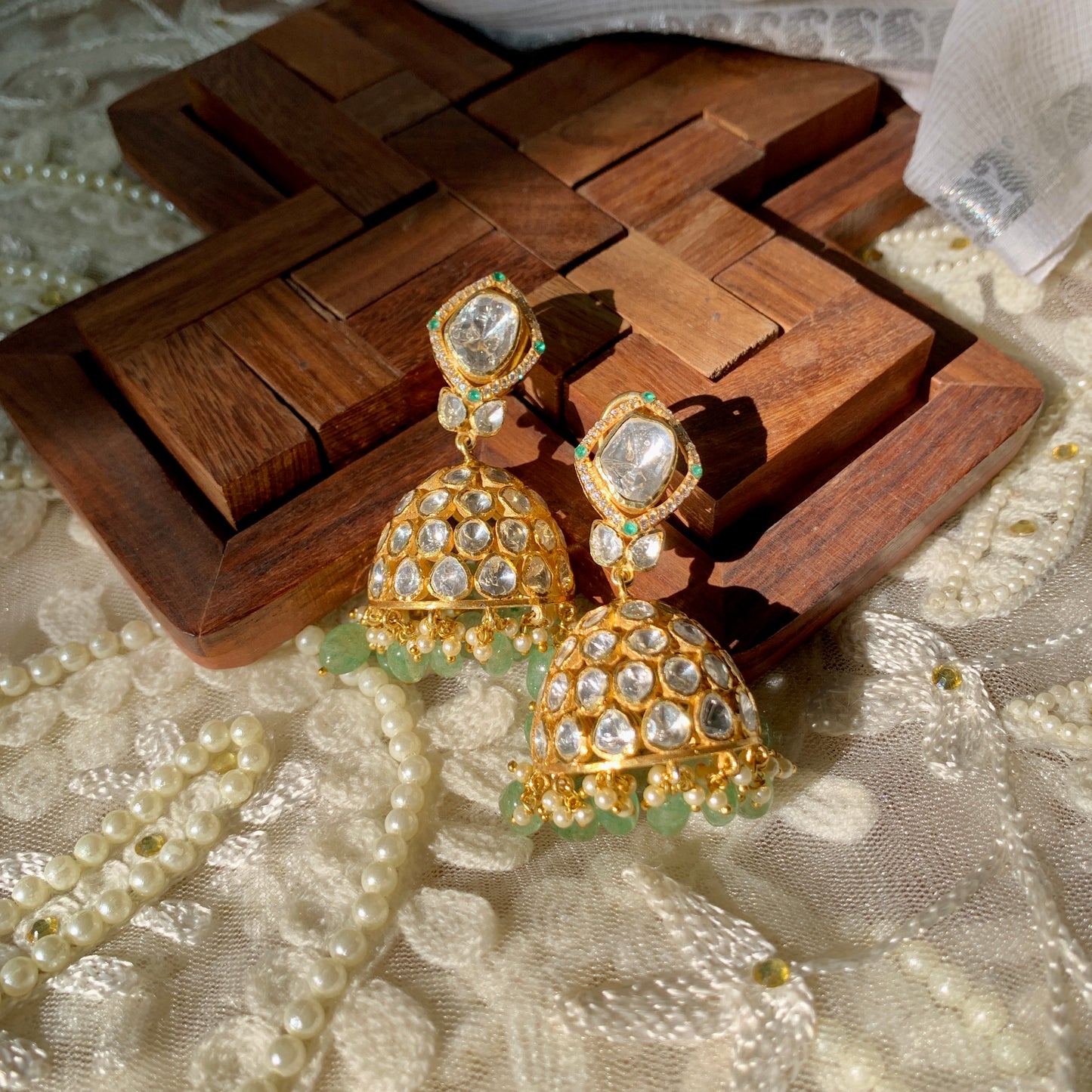 Dazzling Polki Jhumkis