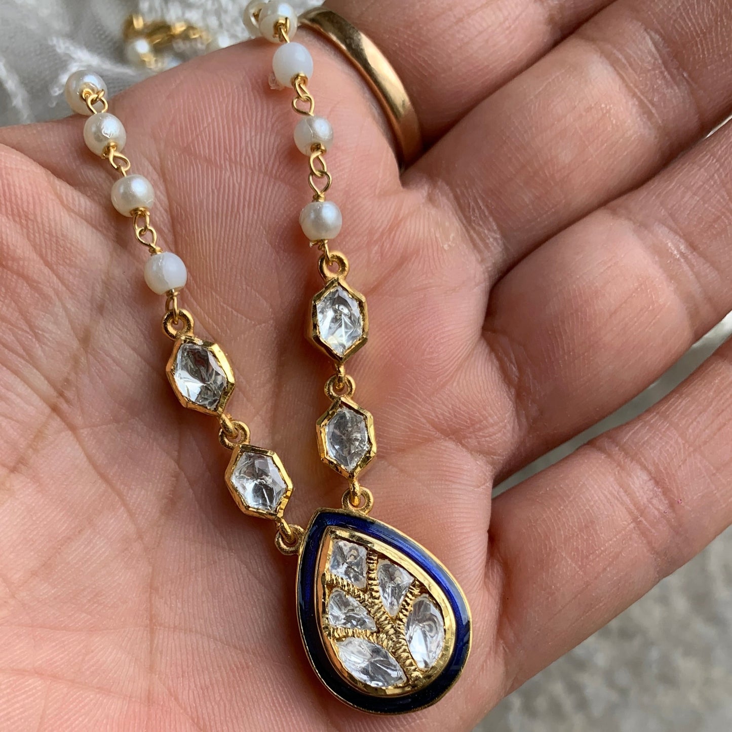 Blue Meena Pendant