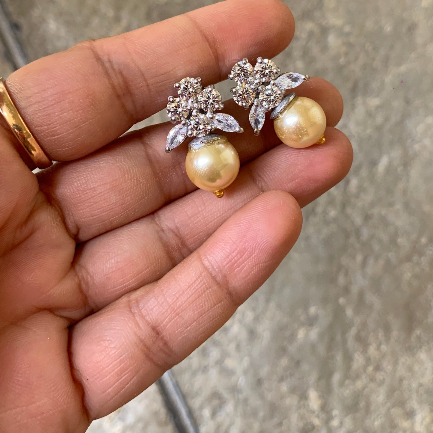Pearl Zircon Earrings