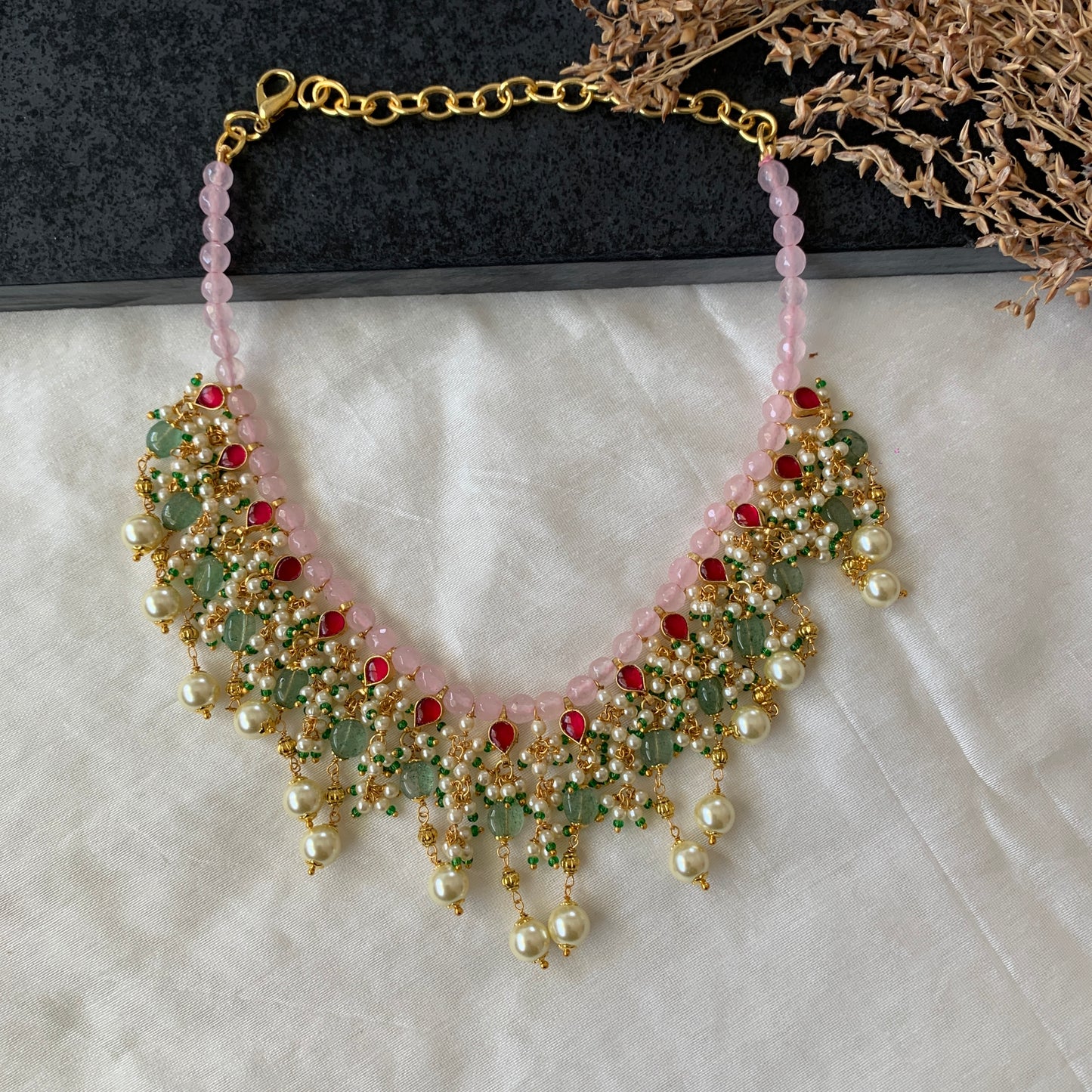 Pink Pearls Choker Set