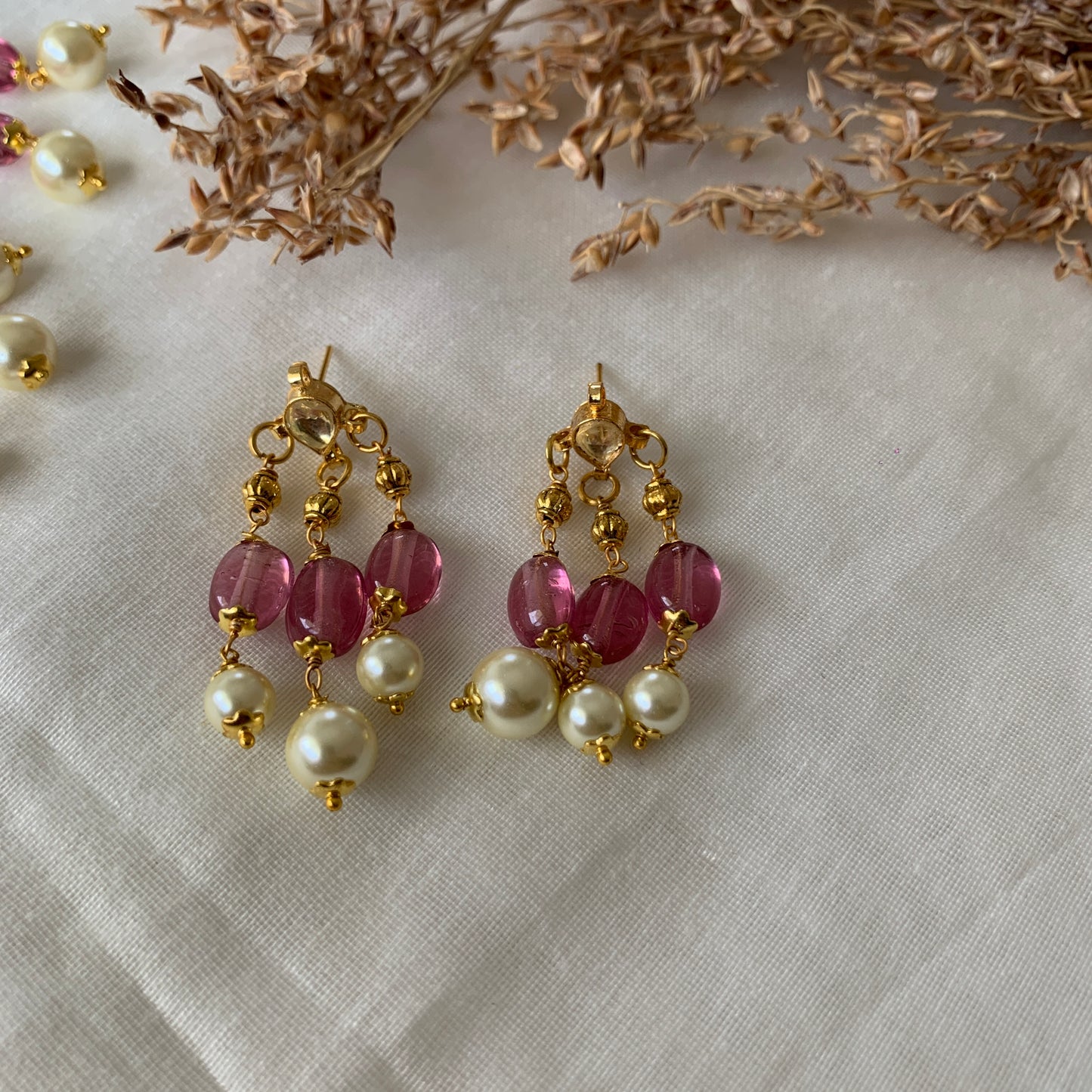 2 Layer Pink Stone Choker Set