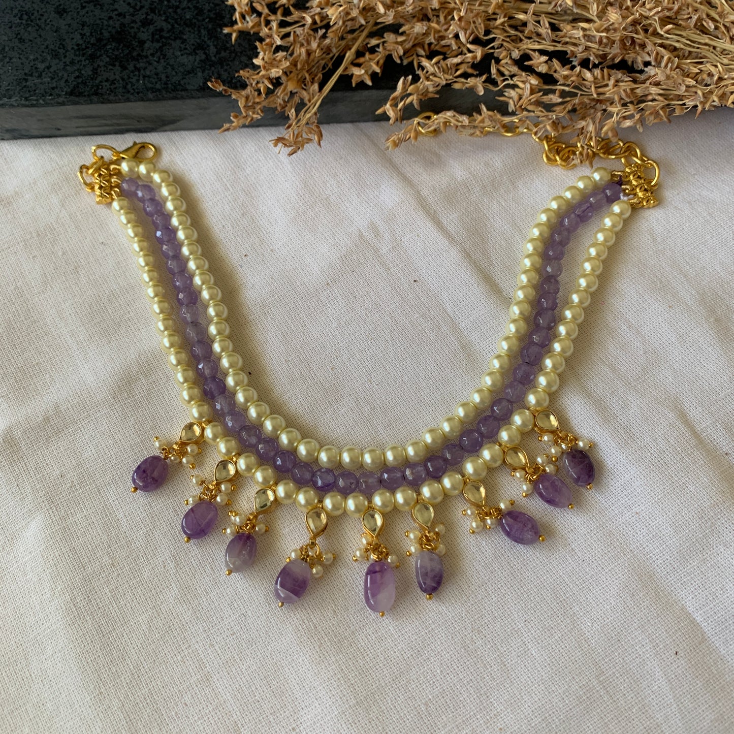 Purple Beads Choker Set