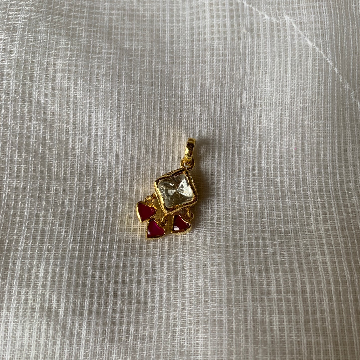 Heart Polki Pendant - Top Loop