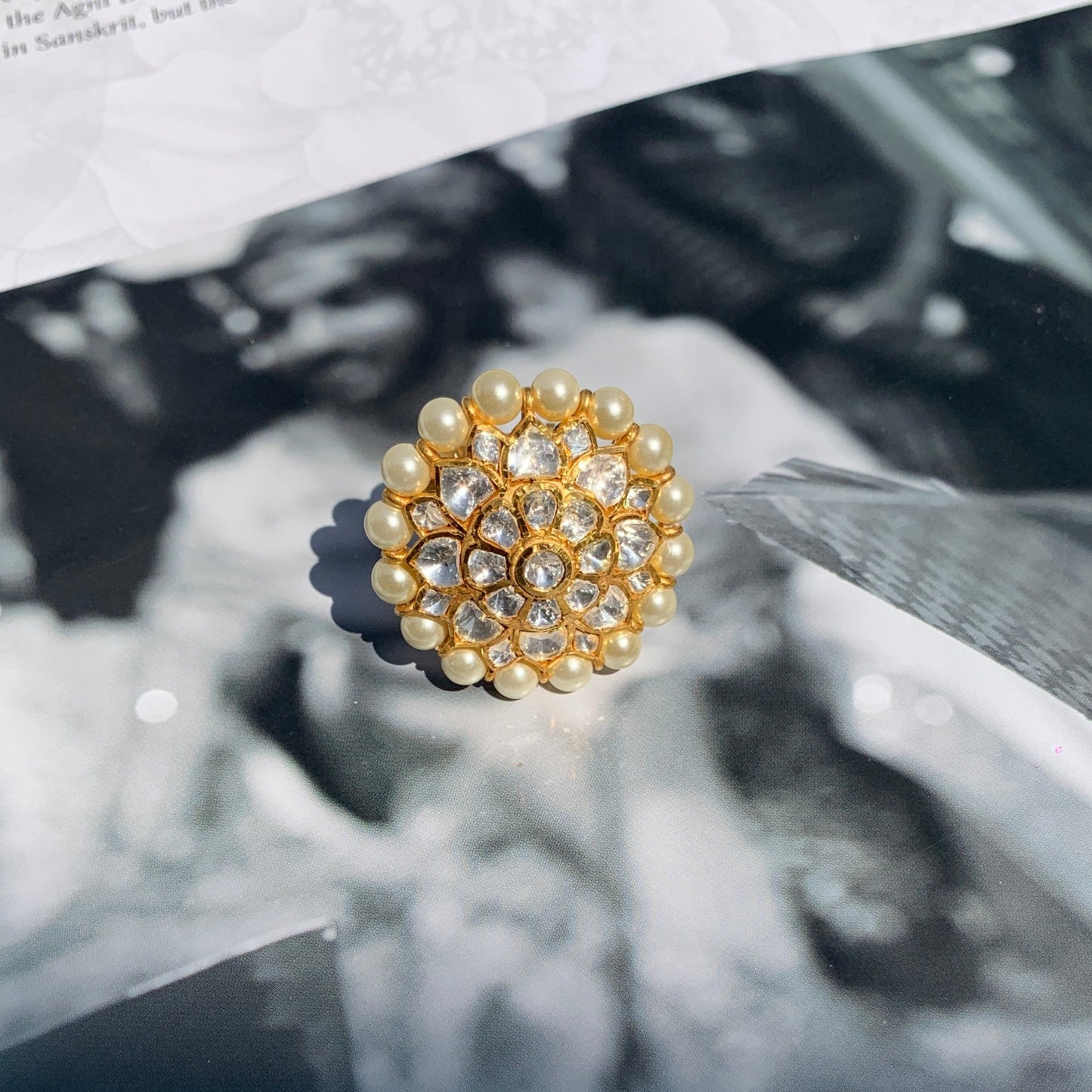 Pearl Polki Ring