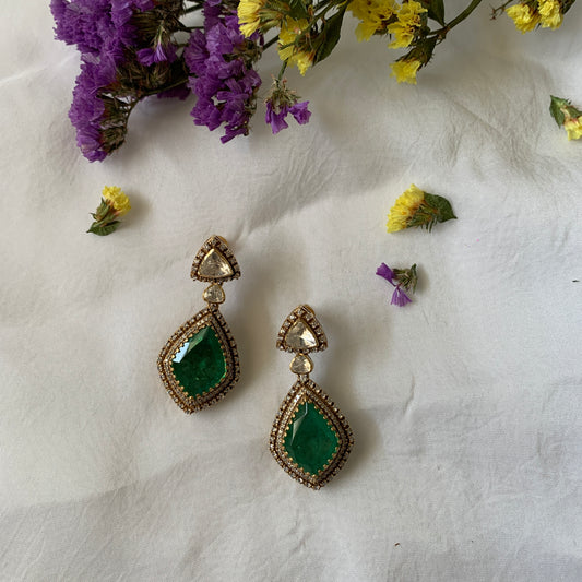 Akoya Emerald Polki Earrings