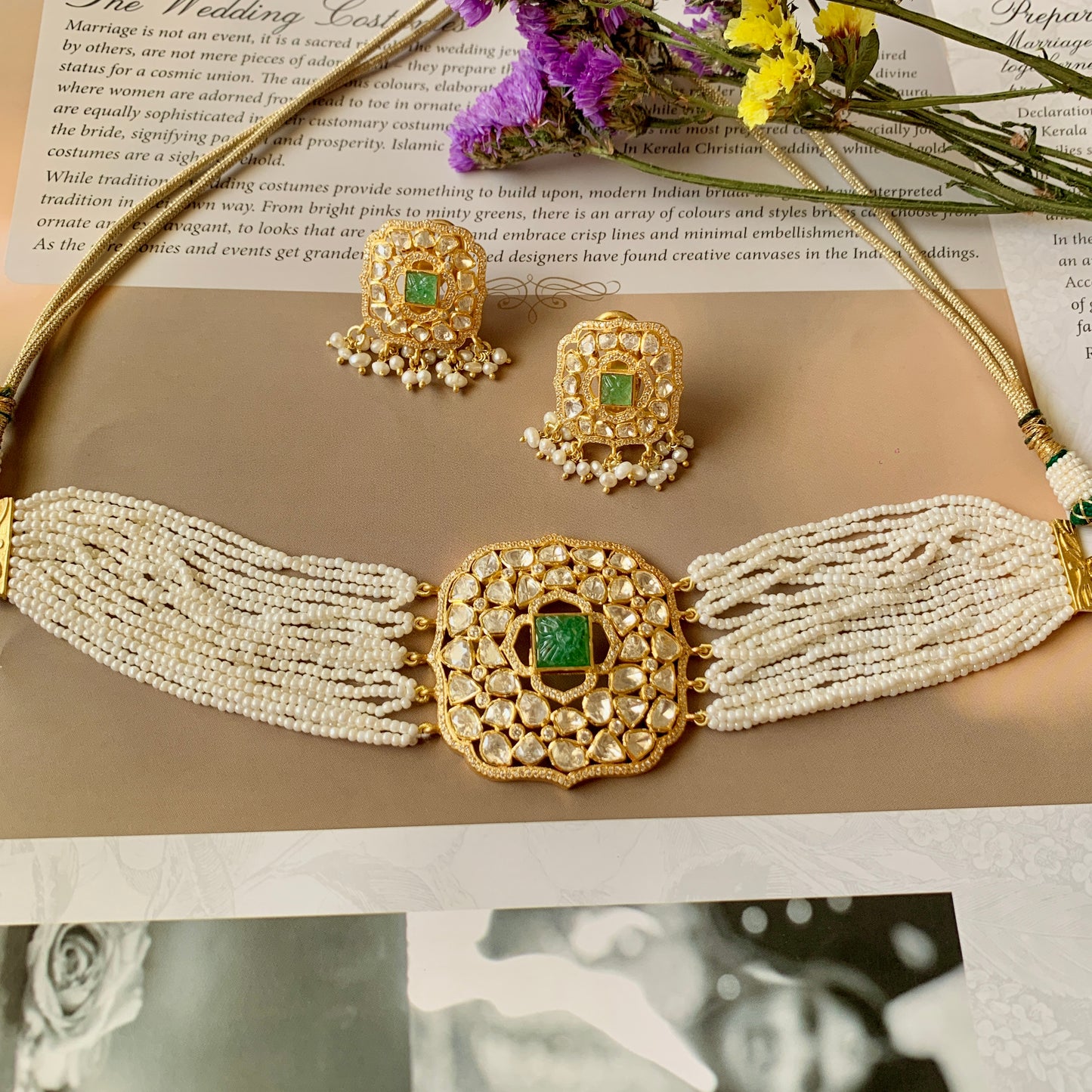 Carved Emerald Choker Set