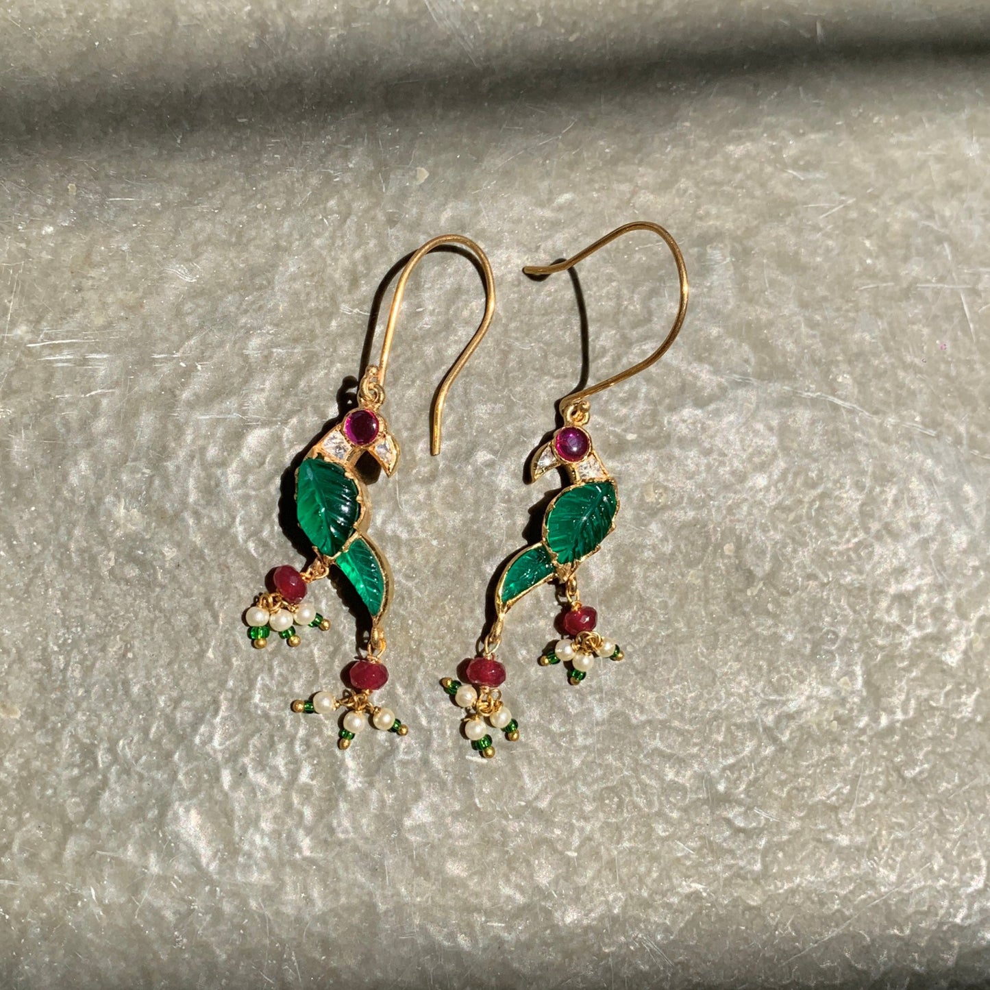 Carved Bird Earrings