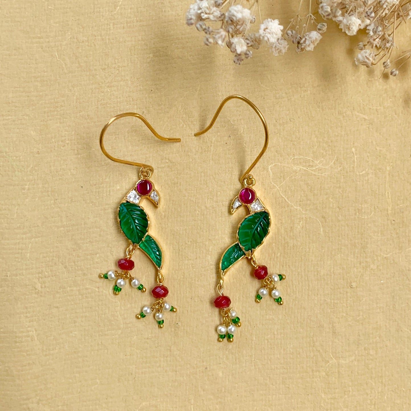 Carved Bird Earrings