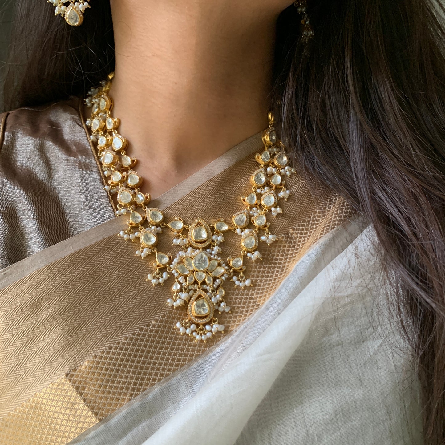 Lotus Pearl Necklace Set