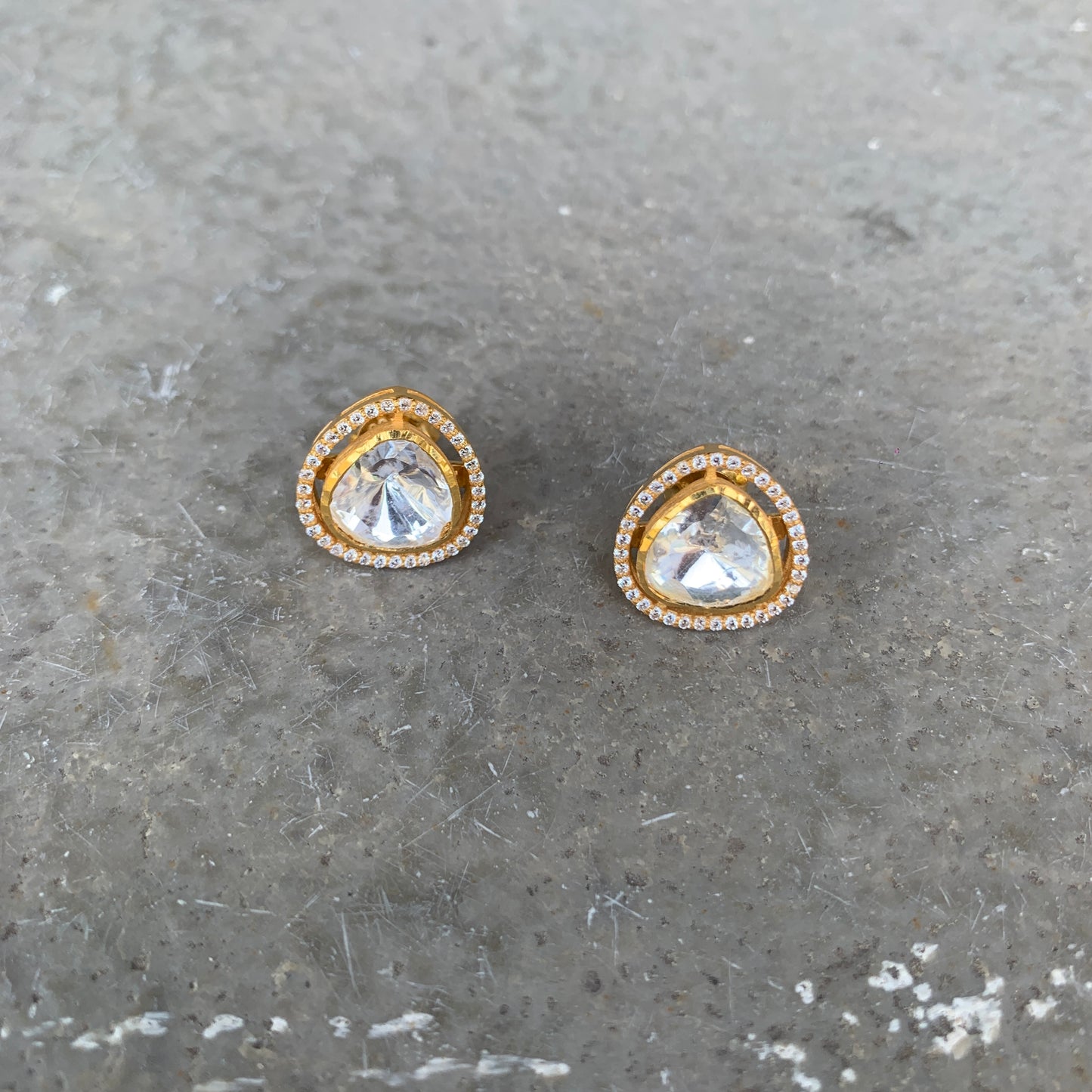 Solitaire Polki Studs