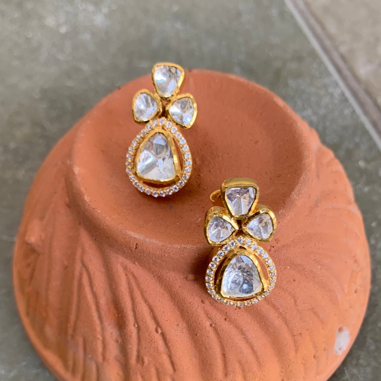 Triangle Polki Earrings