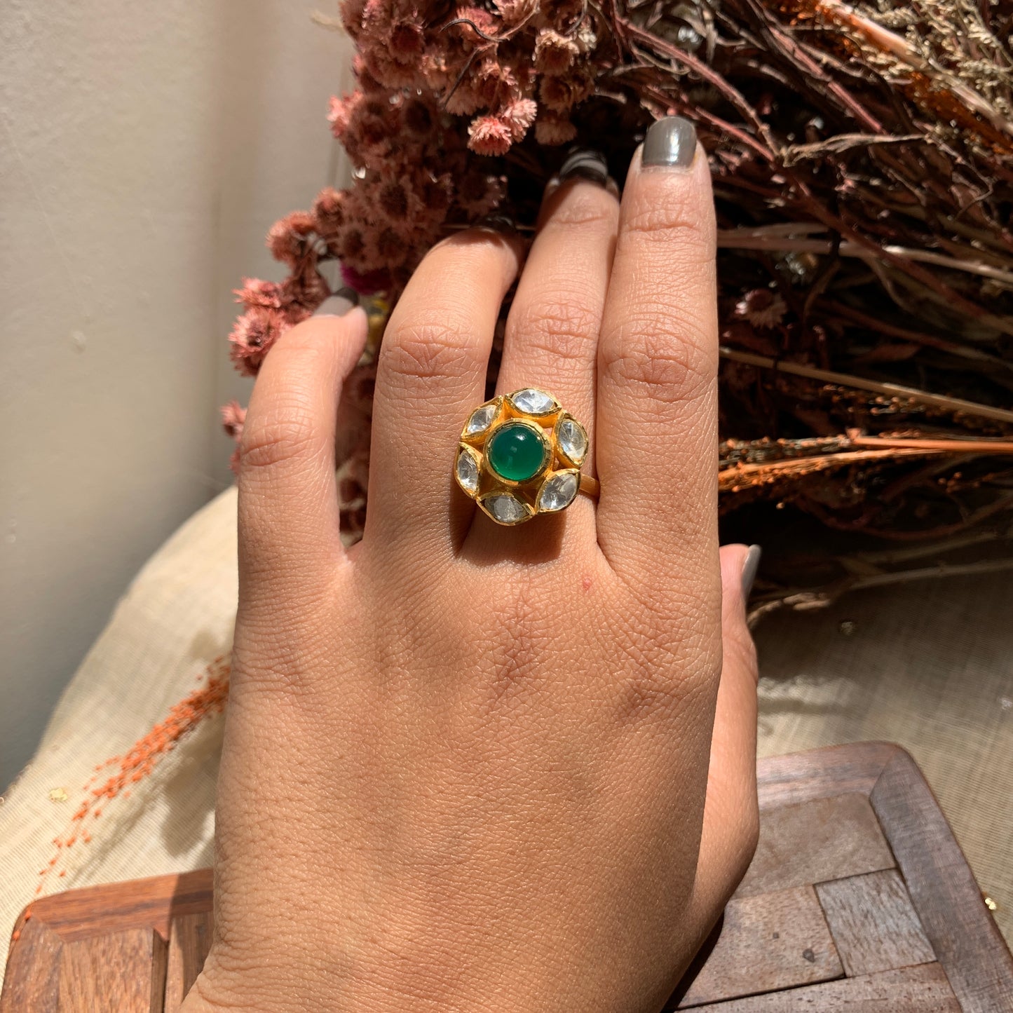 Floral Emerald Ring