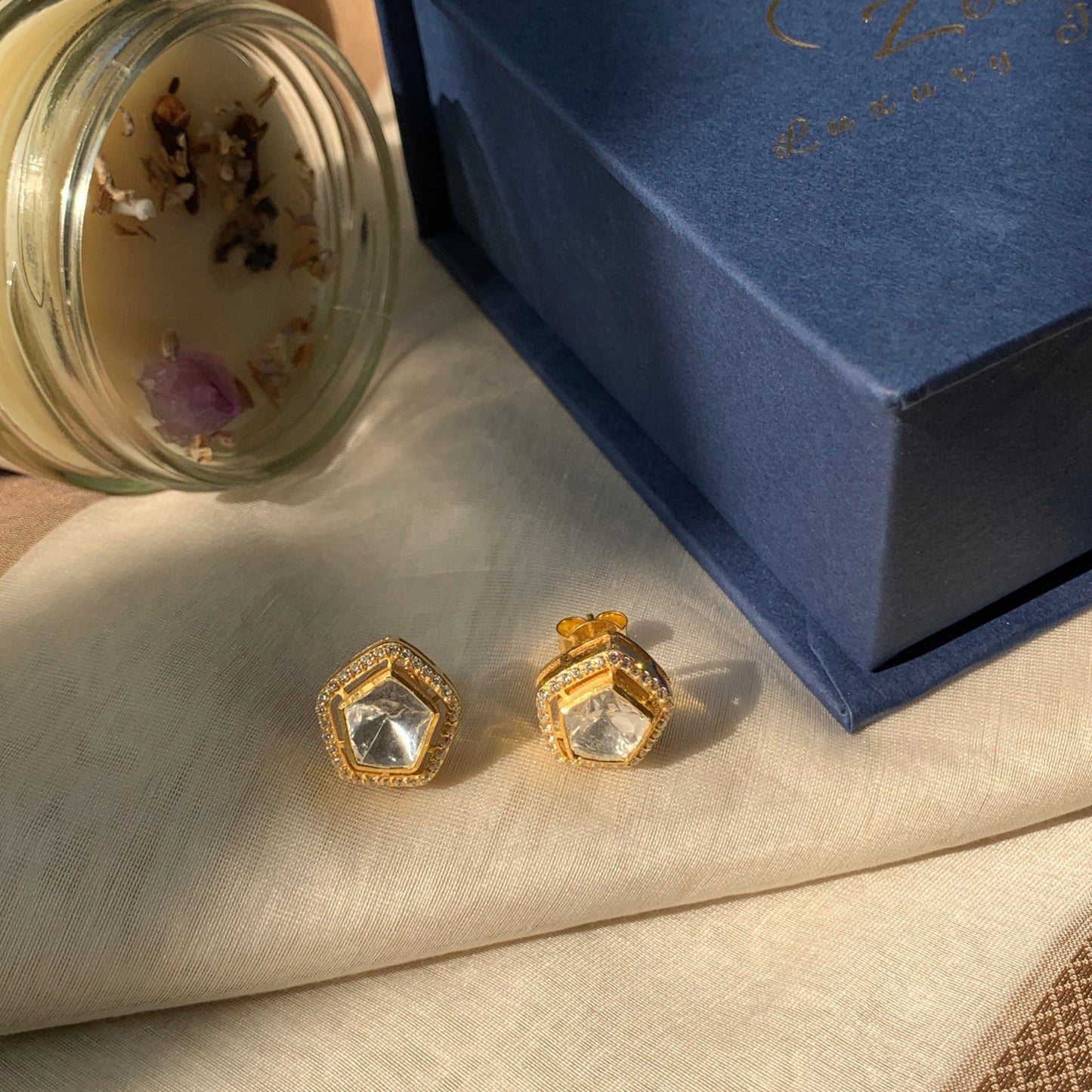 Pentagon Polki Earrings