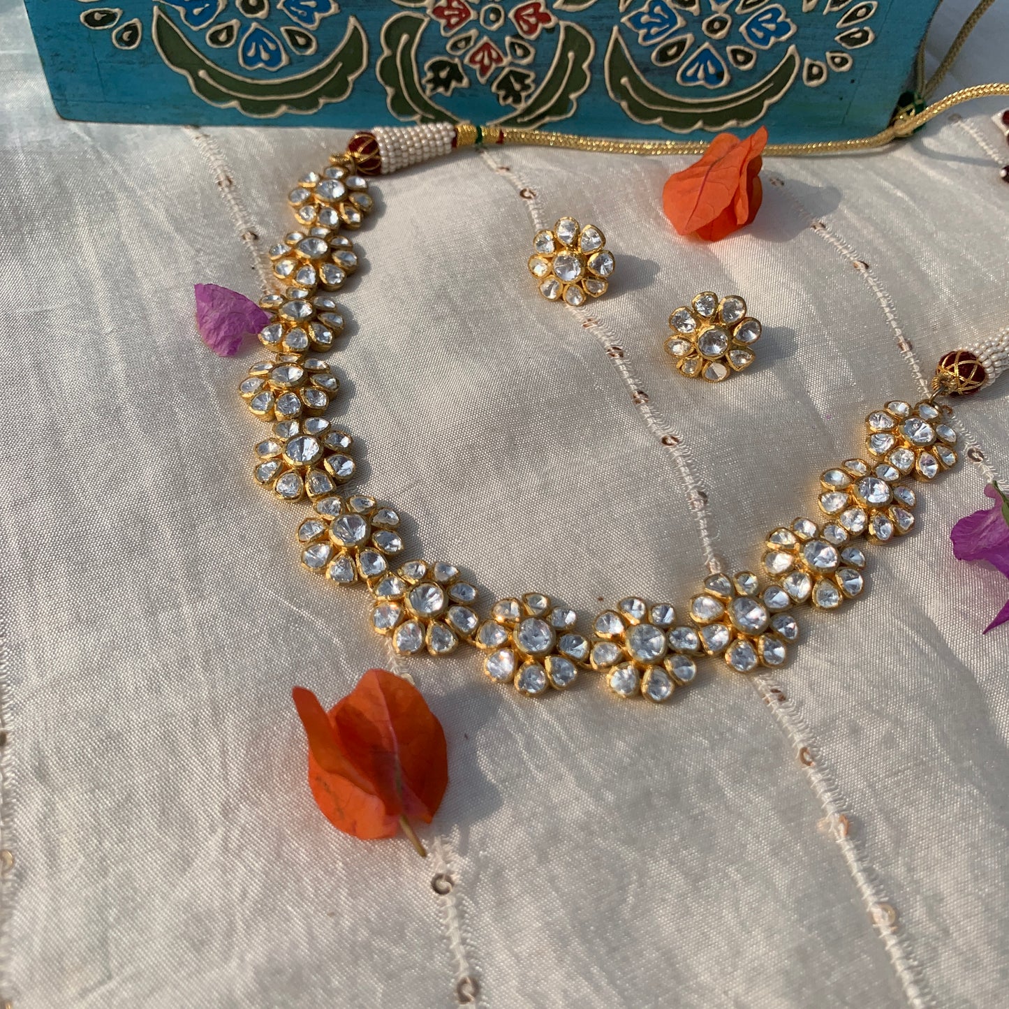 Floral Polki Necklace Set