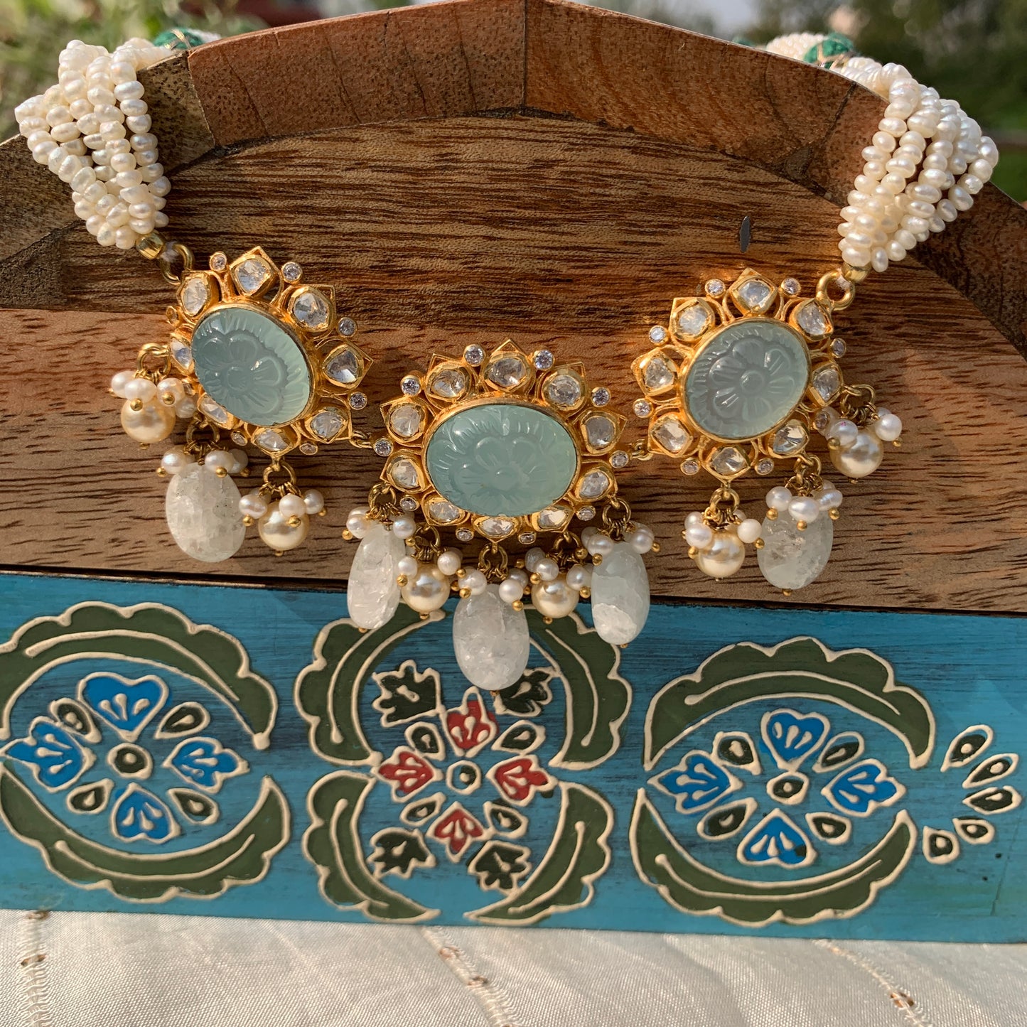 Pastel Pearl Polki Choker