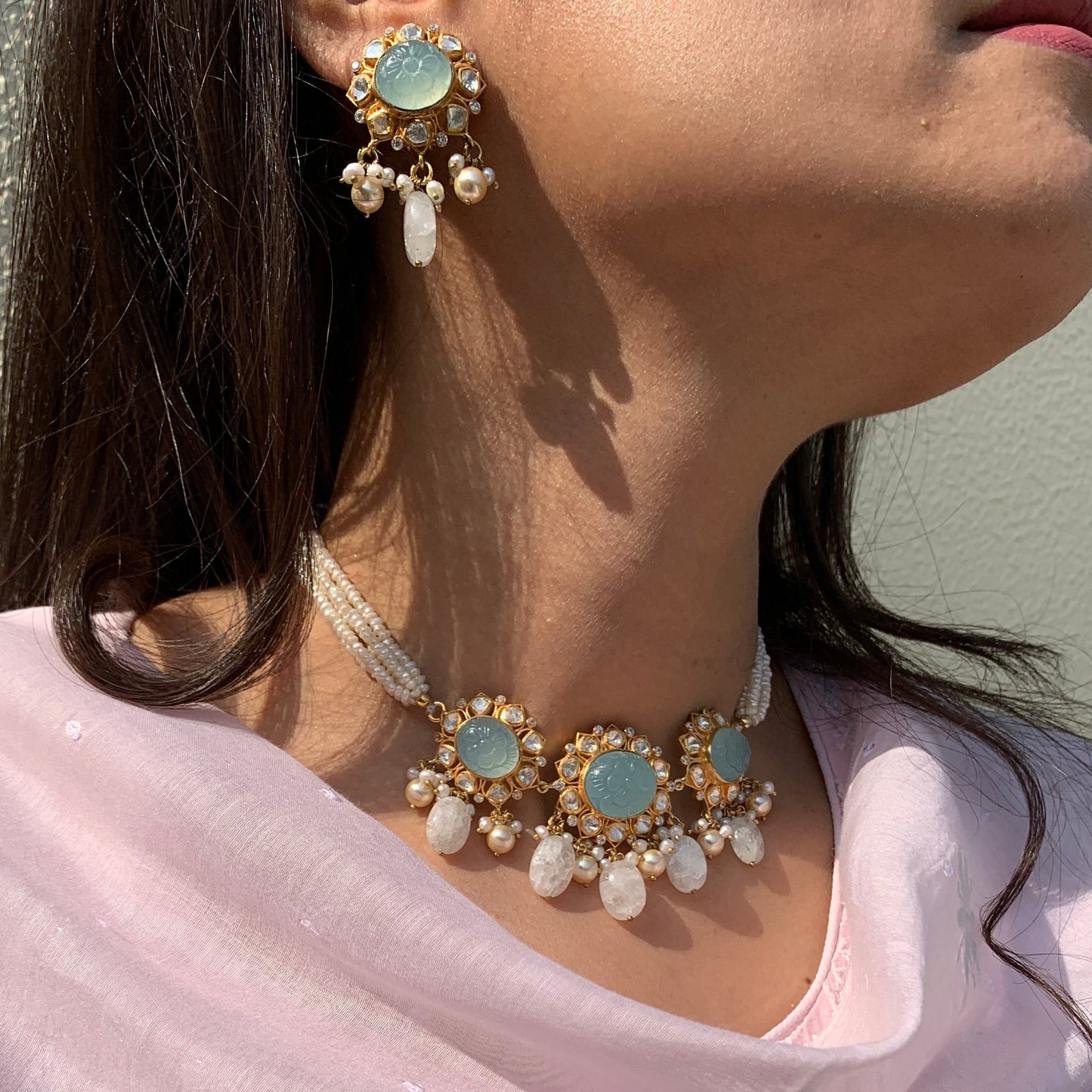Pastel Pearl Polki Choker