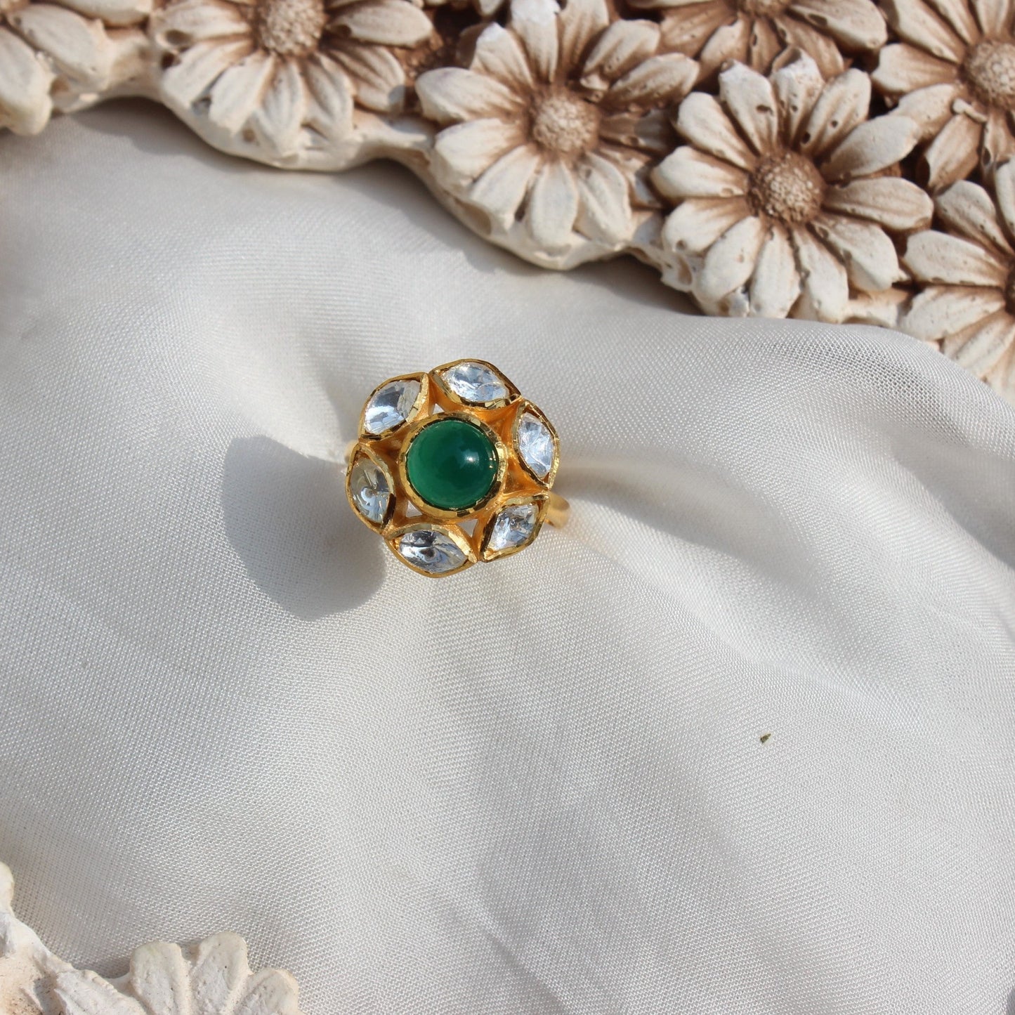 Floral Emerald Ring