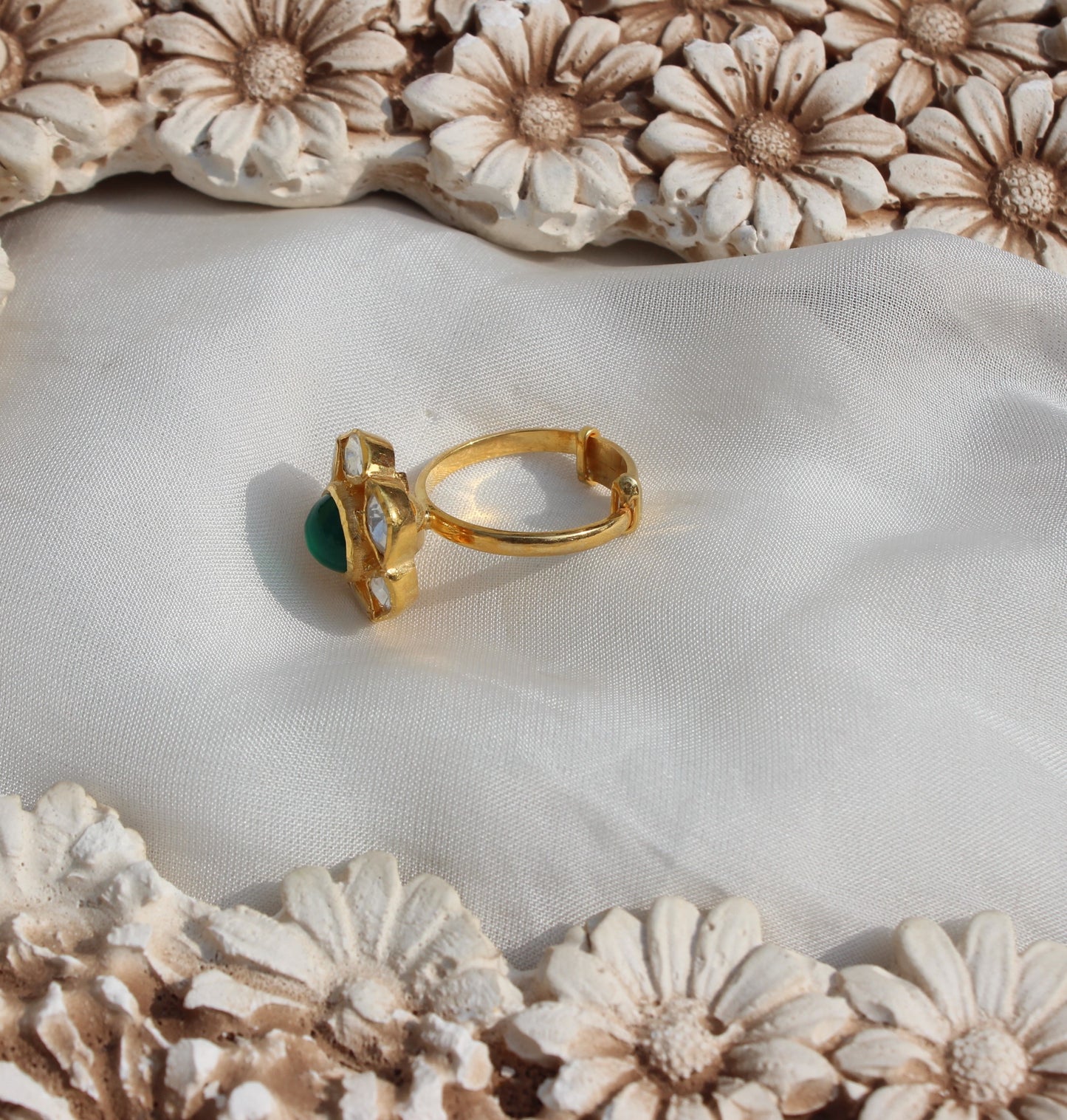 Floral Emerald Ring