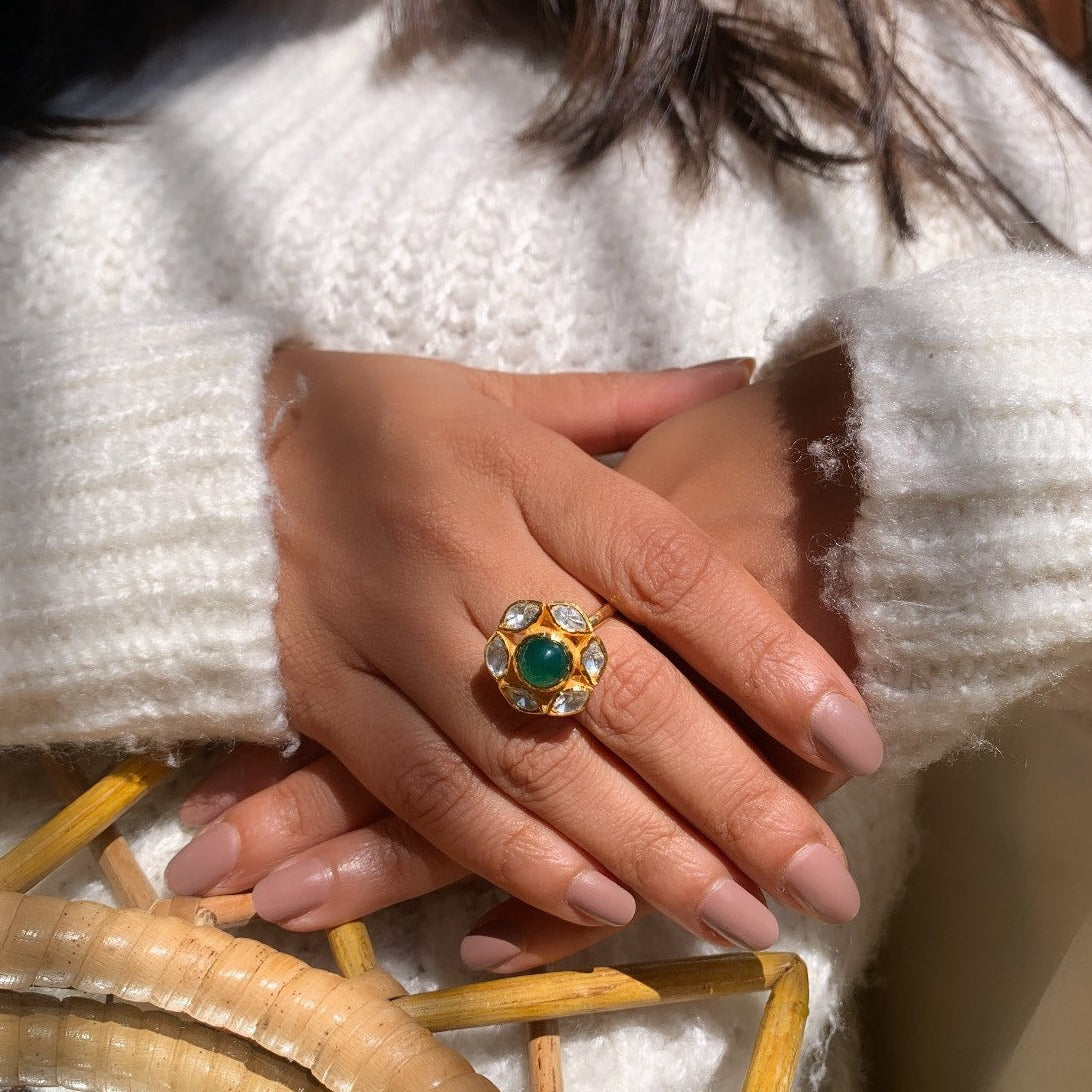 Floral Emerald Ring