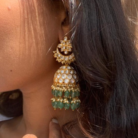 Emerald Polki Jhumkis