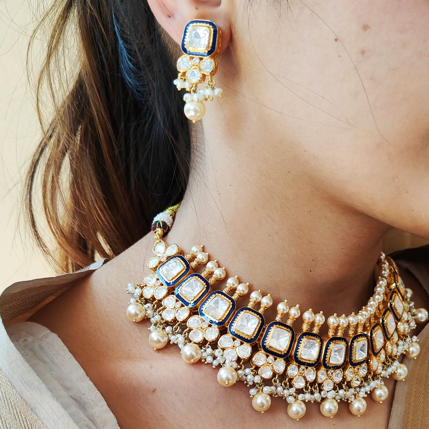 Blue Meenakari Choker Set