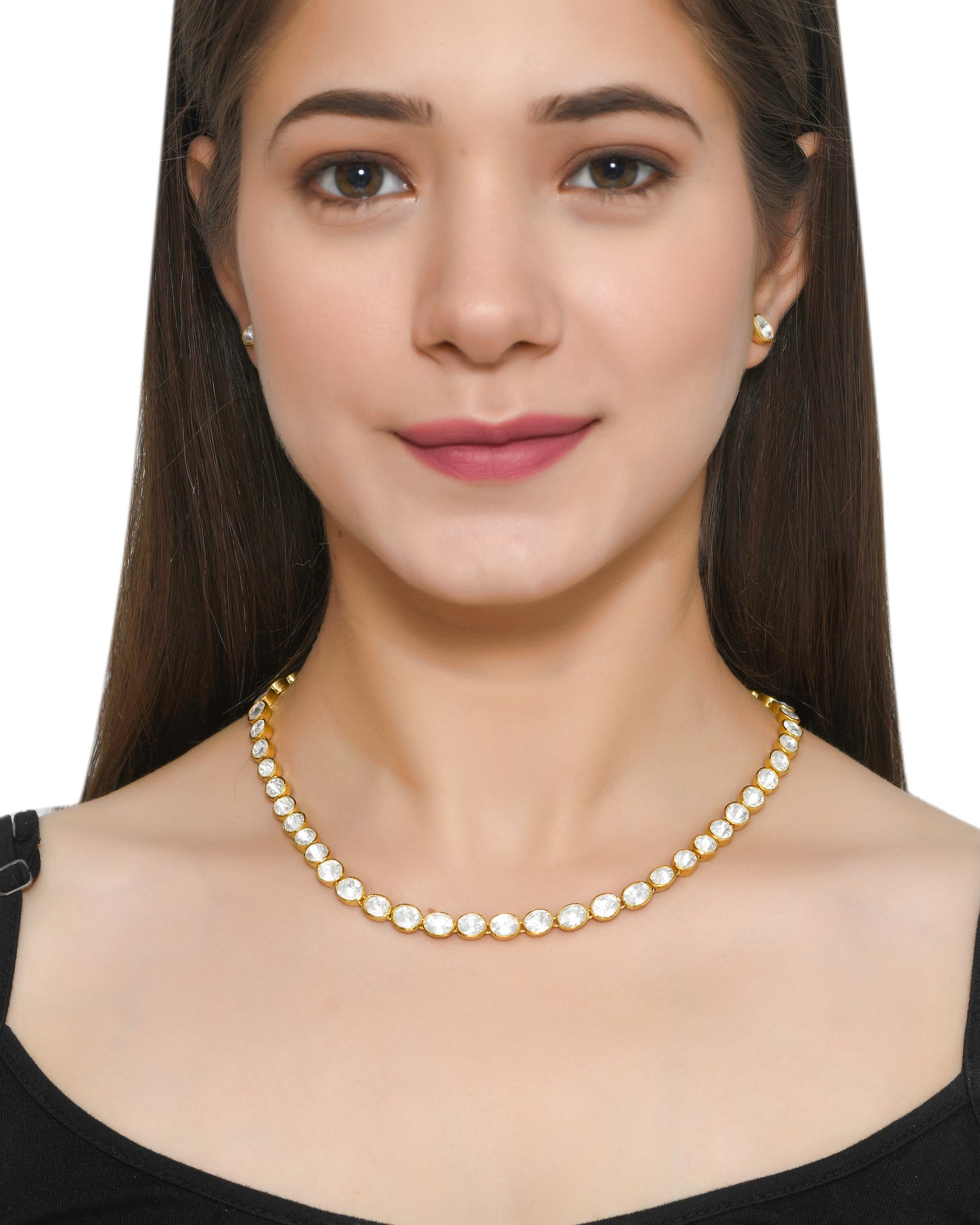Single Line Polki Necklace set