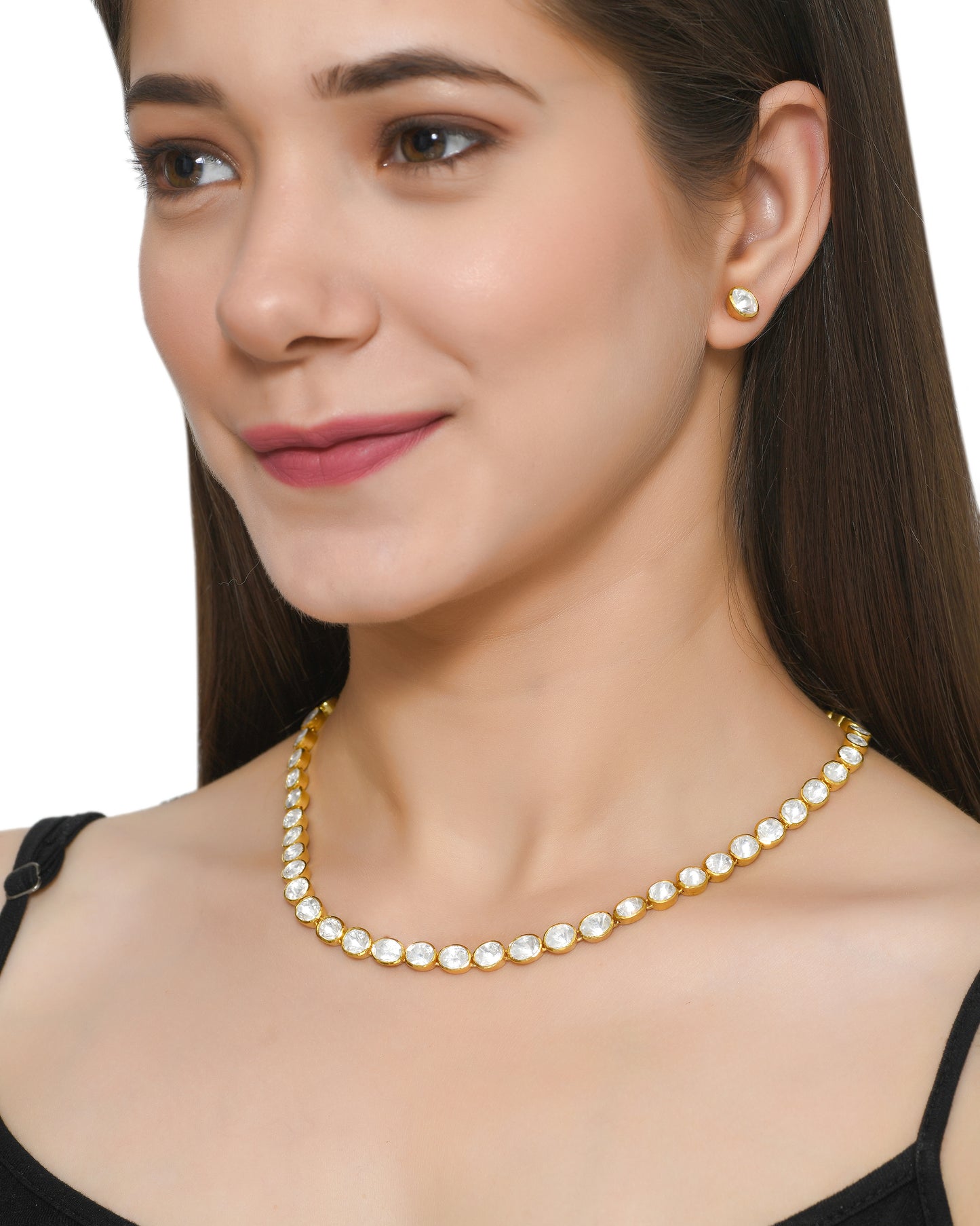 Single Line Polki Necklace set