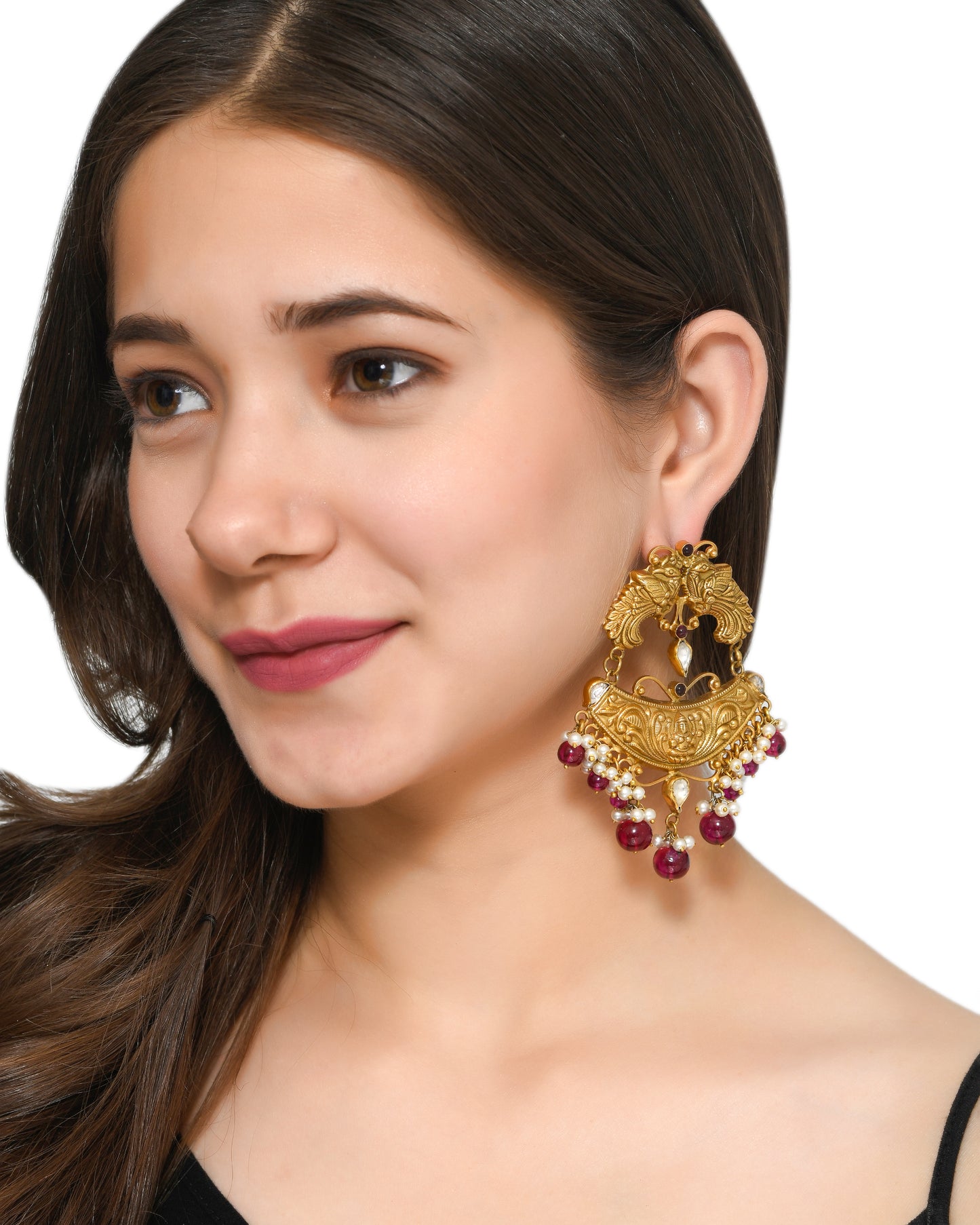 Gold Nakshi Chandbalis