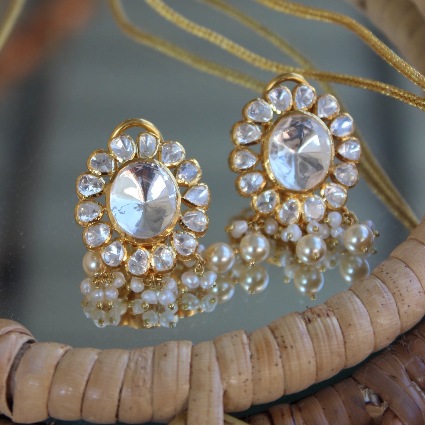 Aiza Pearl Choker Set in Moissanite Polki