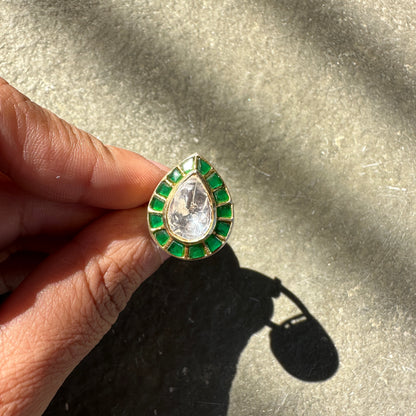 Green Meenakari Ring