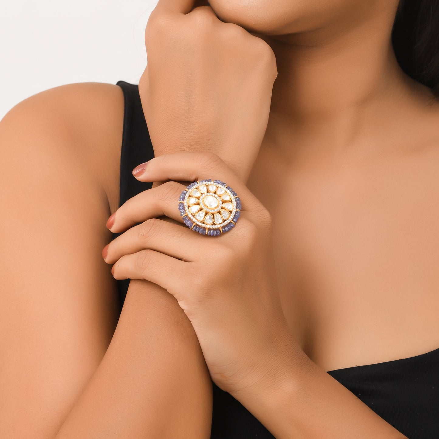 Sapphire Polki Ring