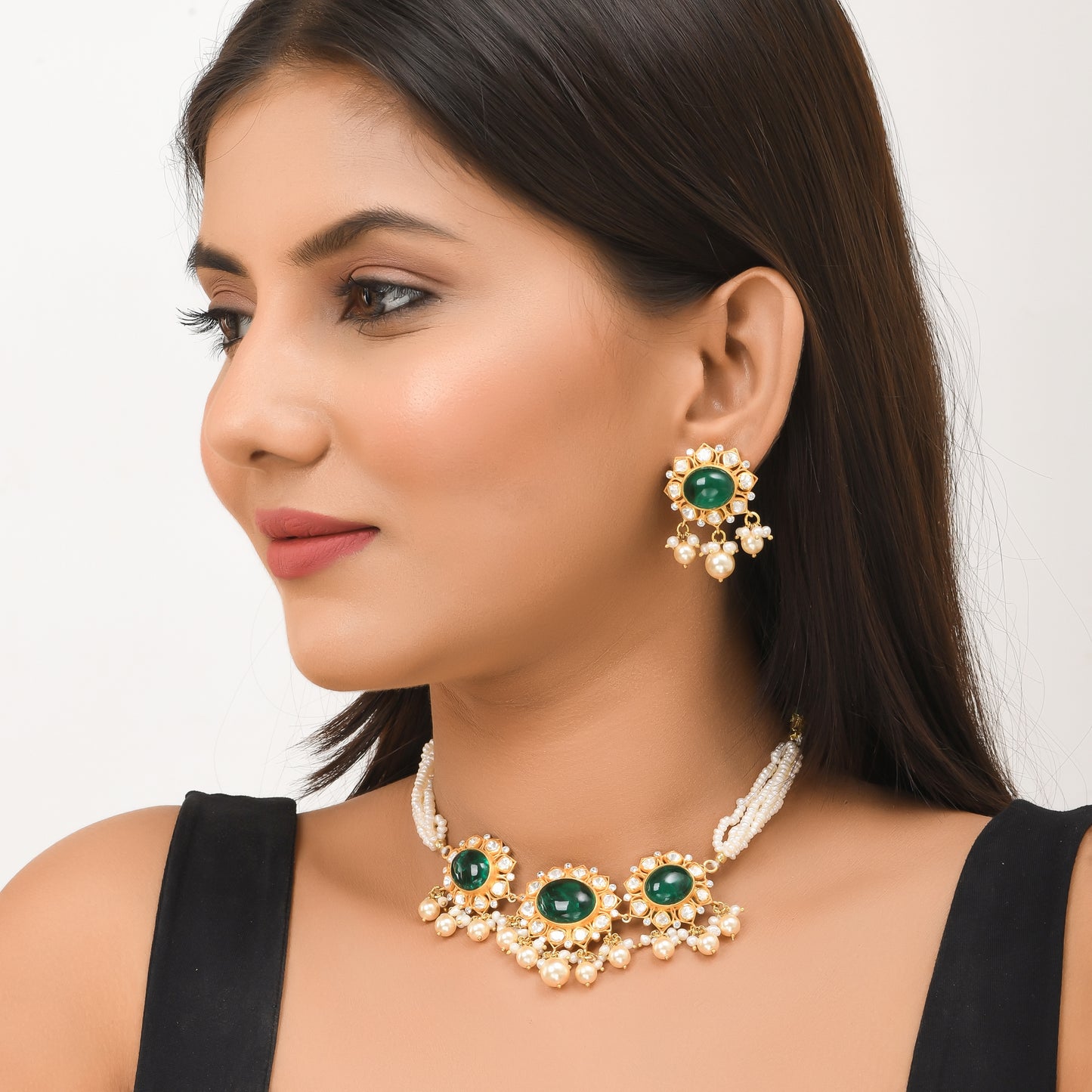 Emerald Polki Choker Set