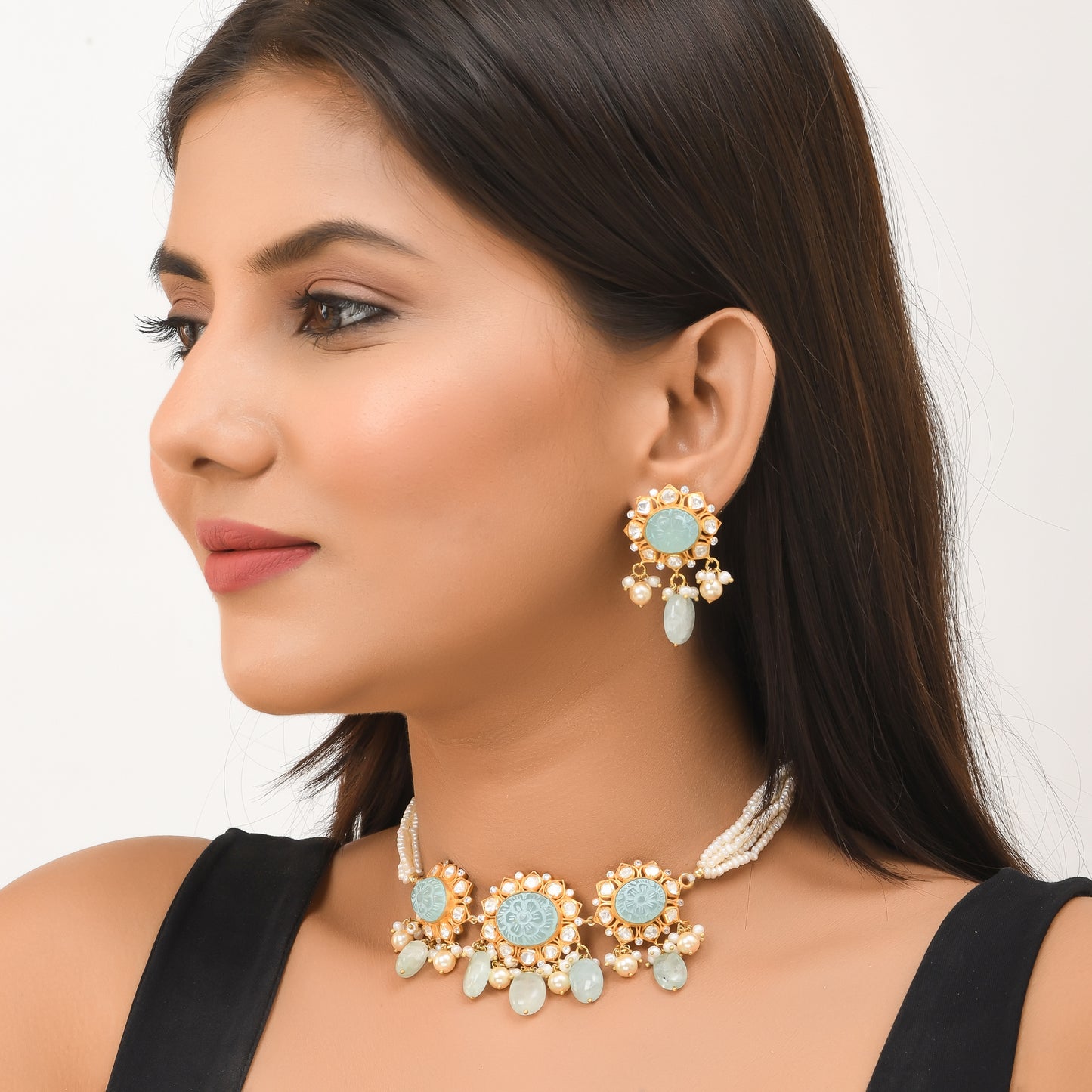 Pastel Pearl Polki Choker