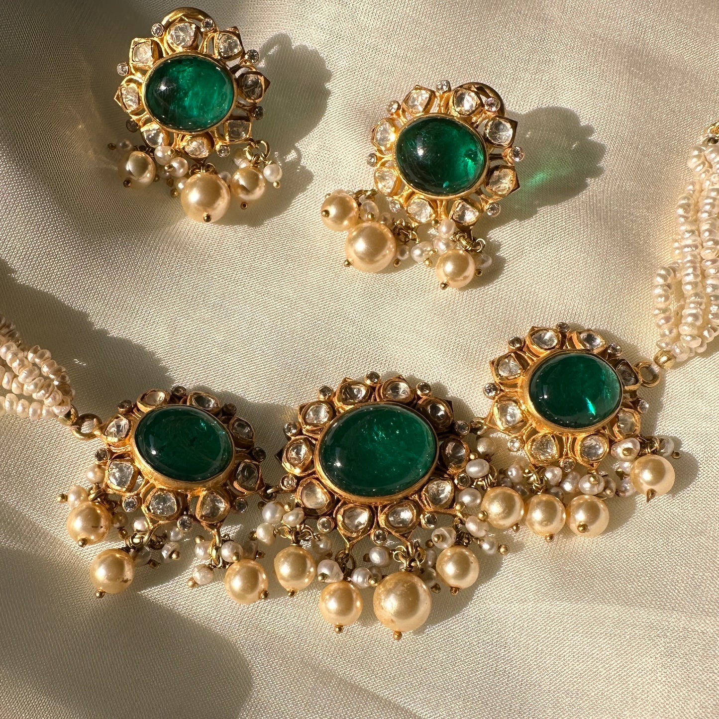 Emerald Polki Choker Set