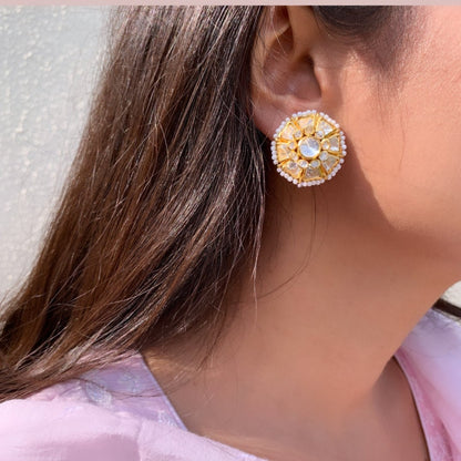 Pearl Polki Studs