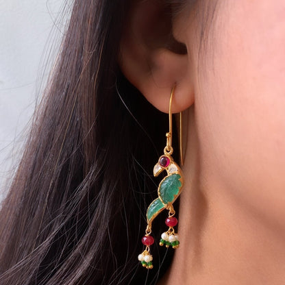 Carved Bird Earrings