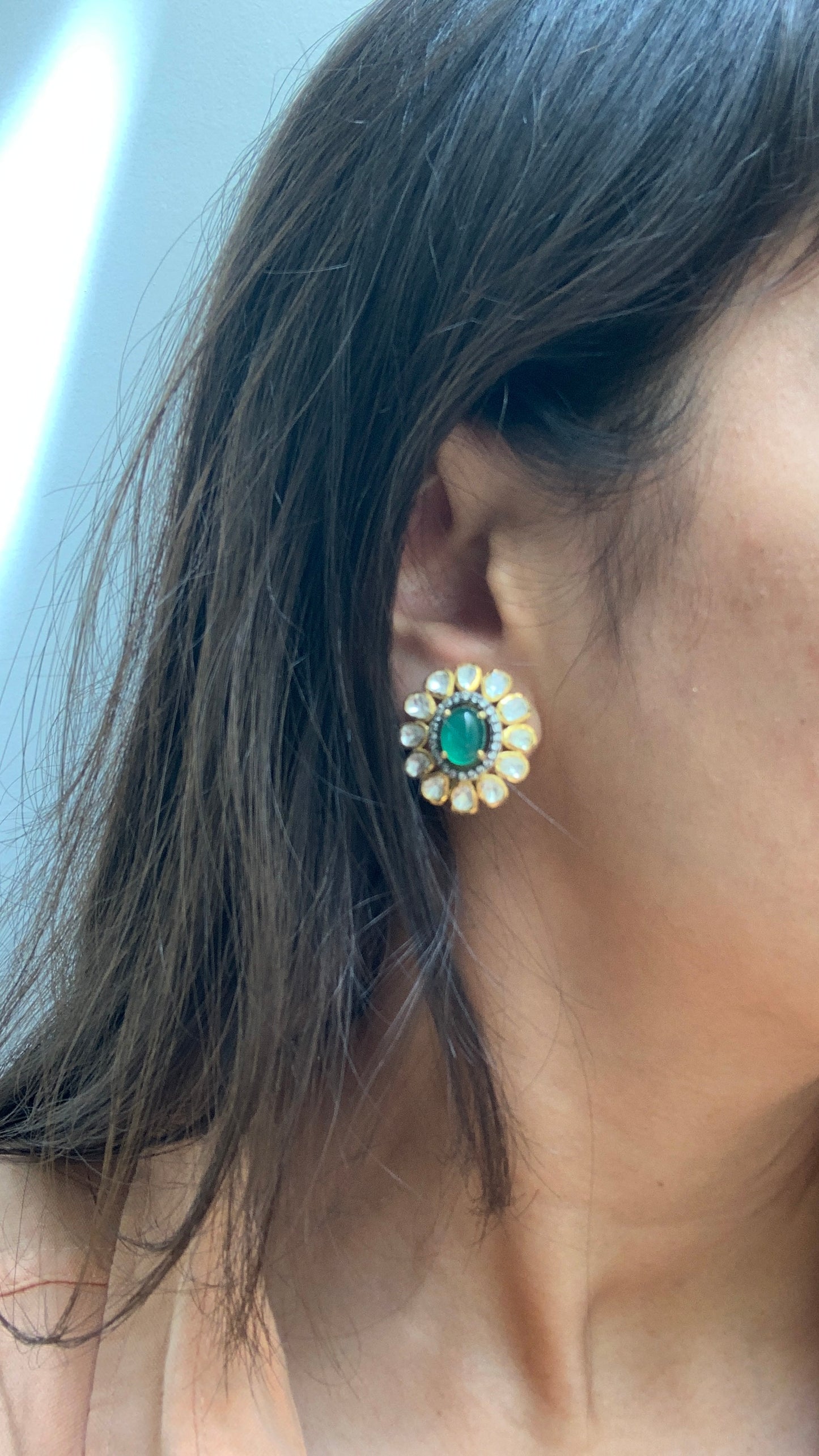 Emerald Polki Earrings