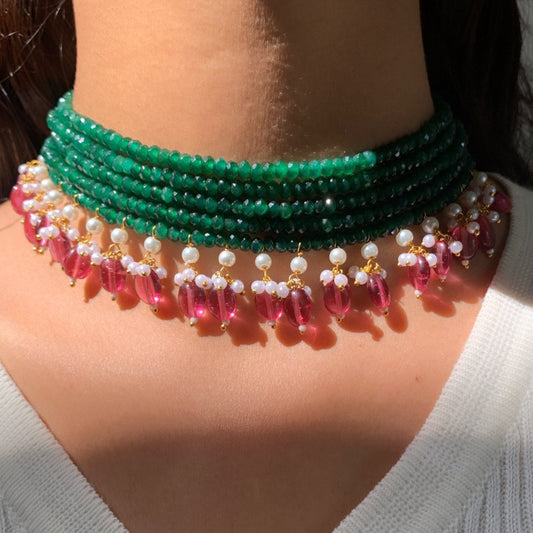 Pink Drops Pearl Choker