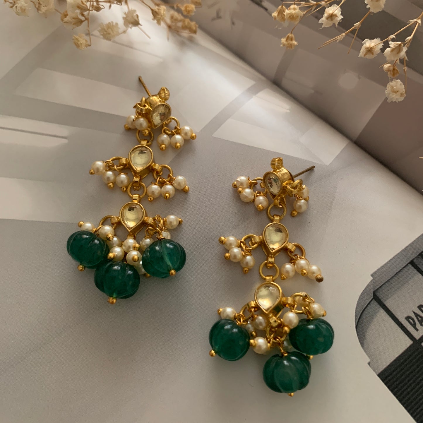 Green Kundan Earrings